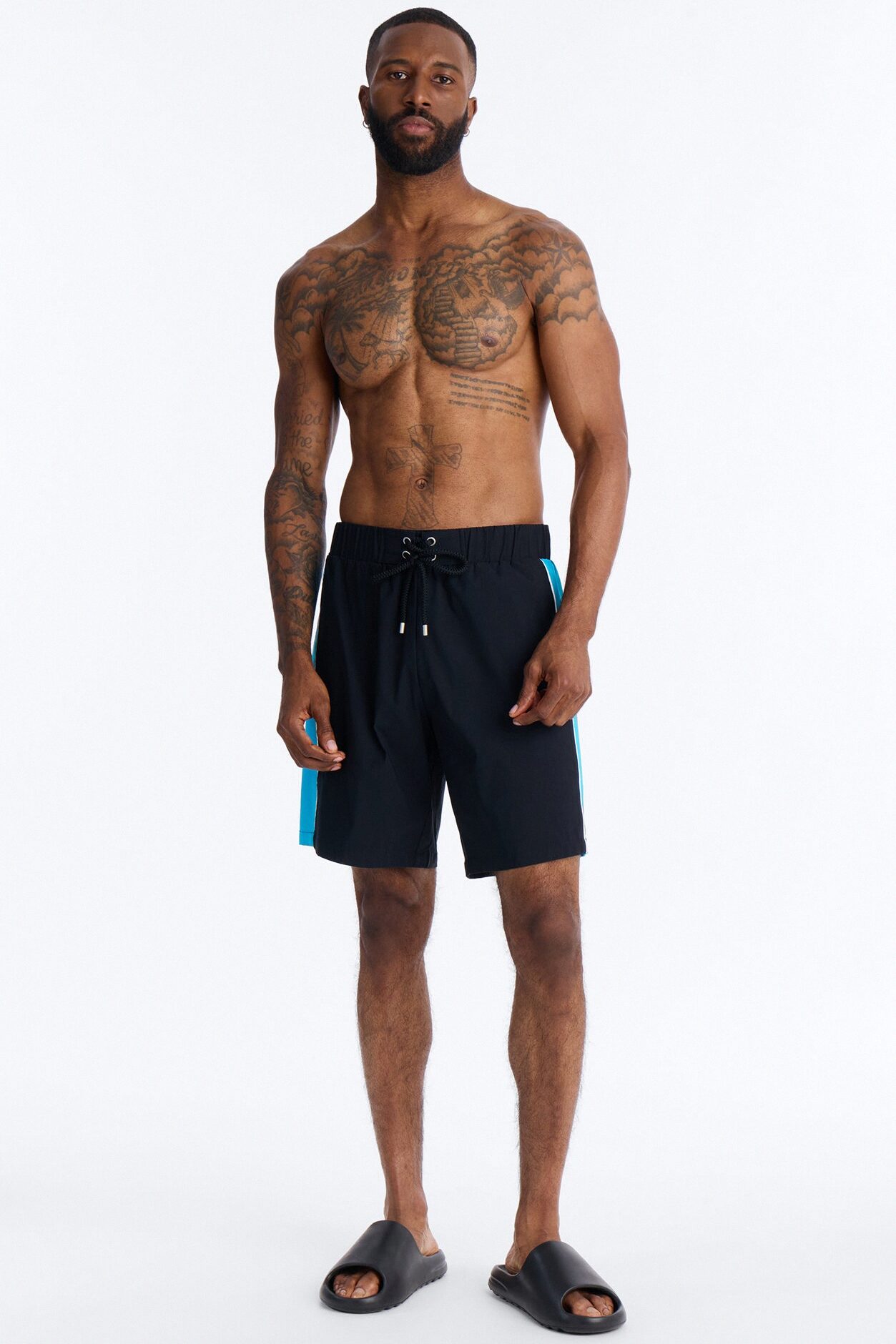 Everyday Stretch Paneled Boardshorts 9″ - Black/Blue