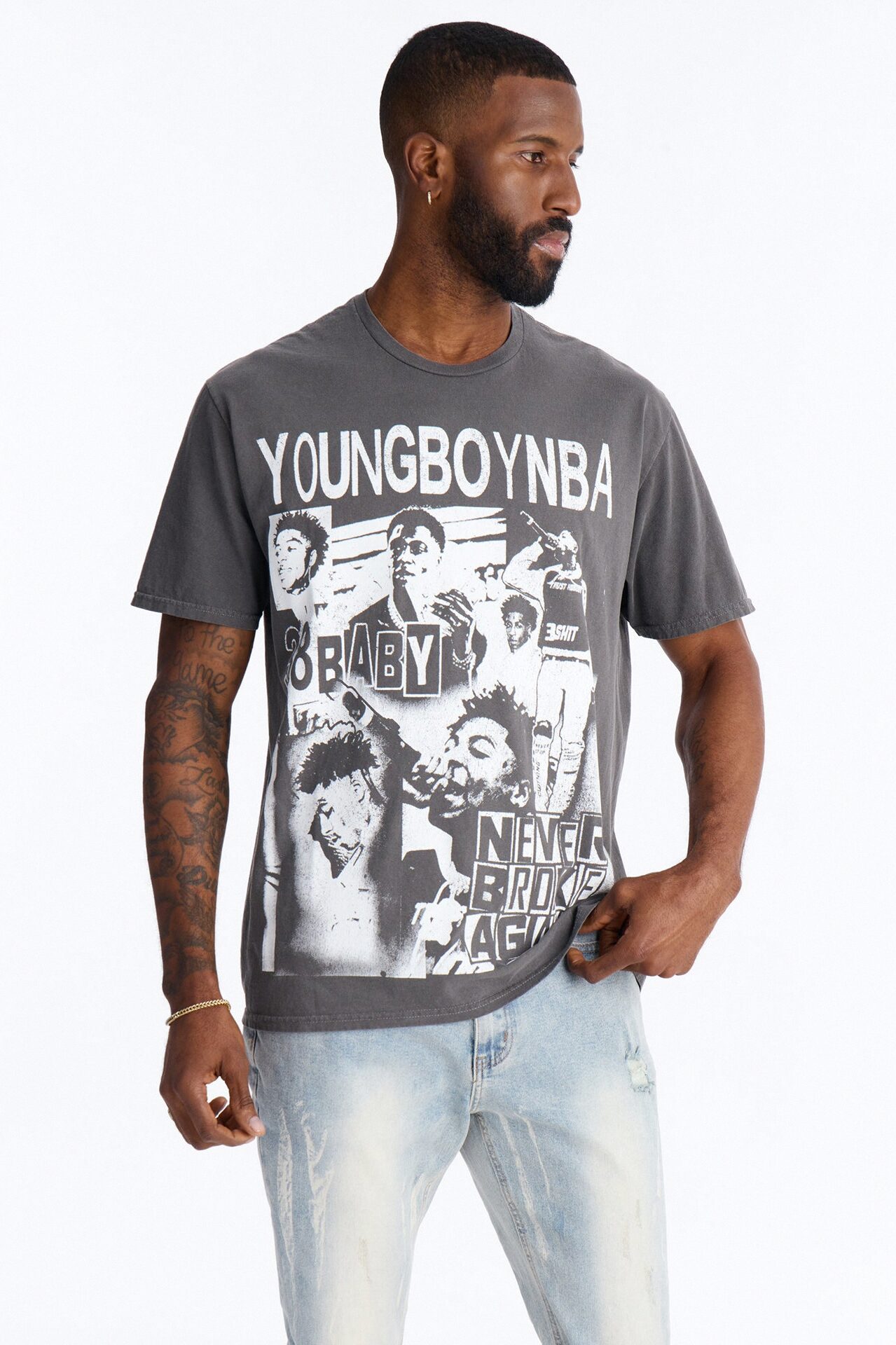 Youngboy NBA Vintage Short Sleeve Tee - Charcoal