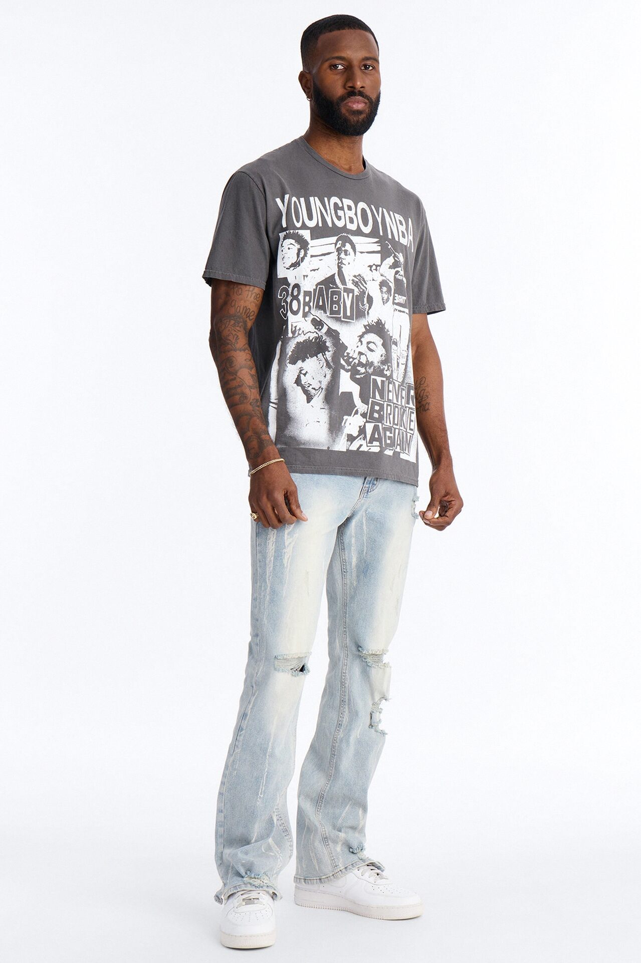 Youngboy NBA Vintage Short Sleeve Tee - Charcoal