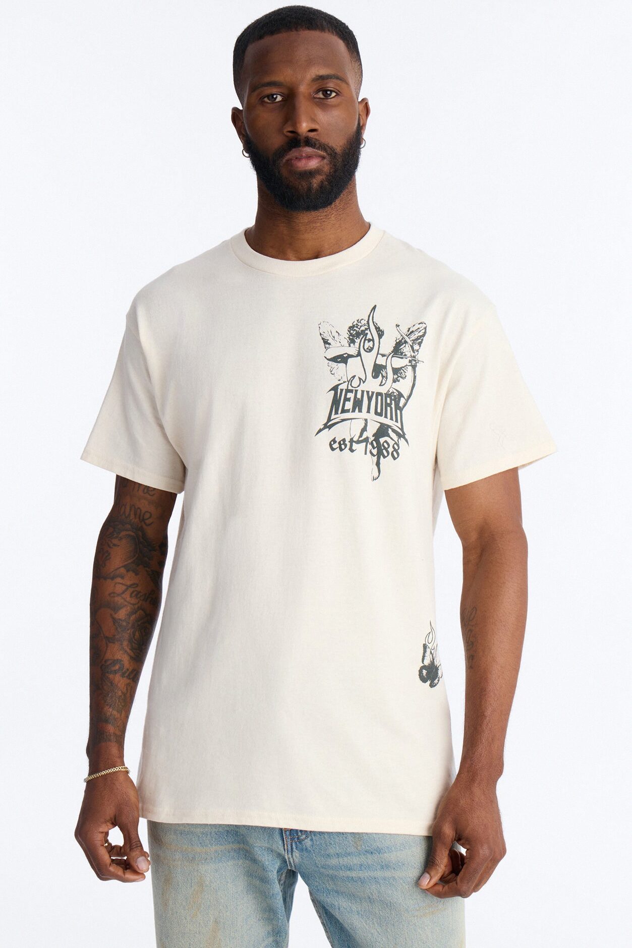 New York Saint Oversized Short Sleeve Tee - Natural