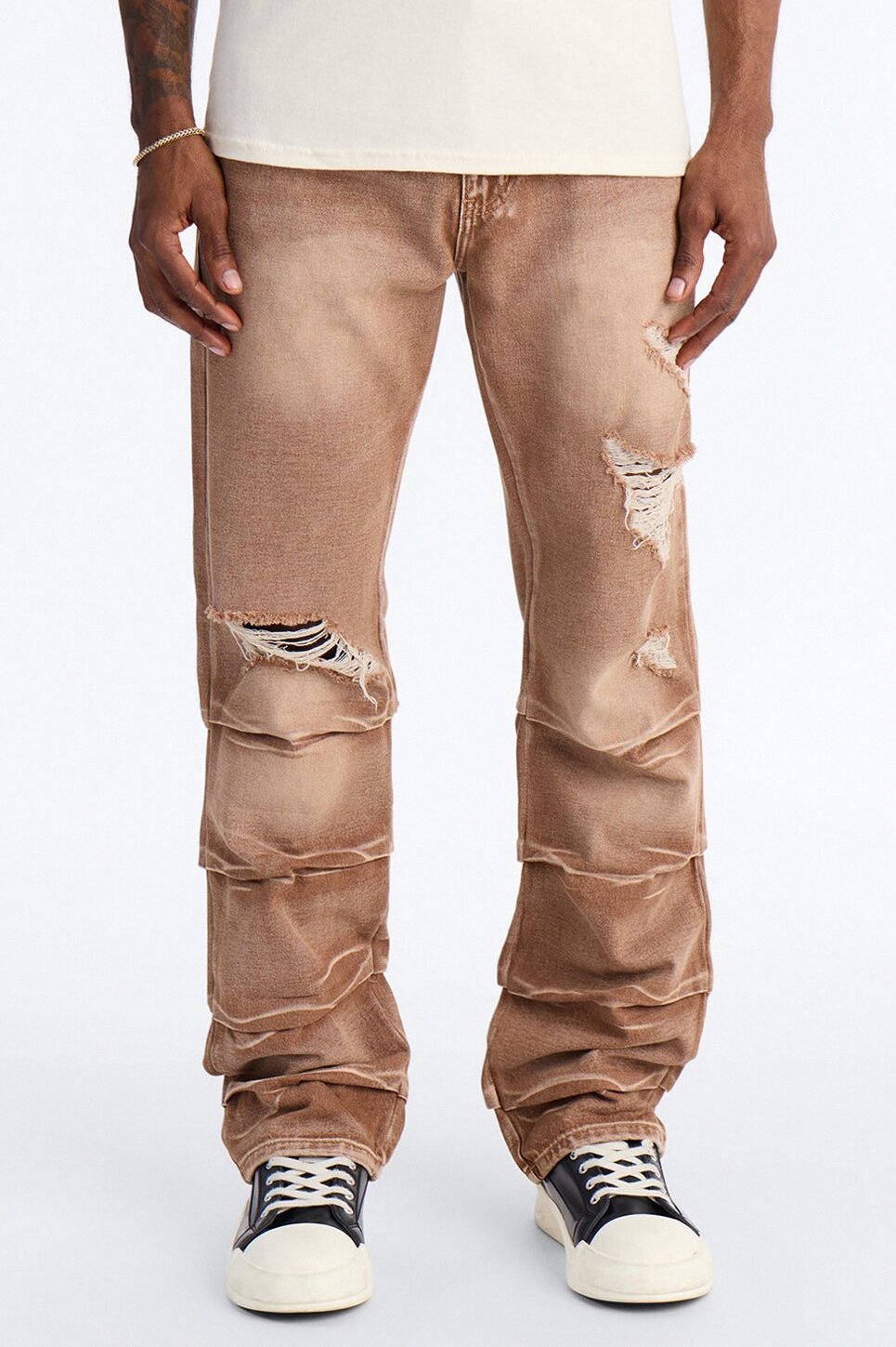 Straight Down The Street Ripped Jeans - Dark Brown