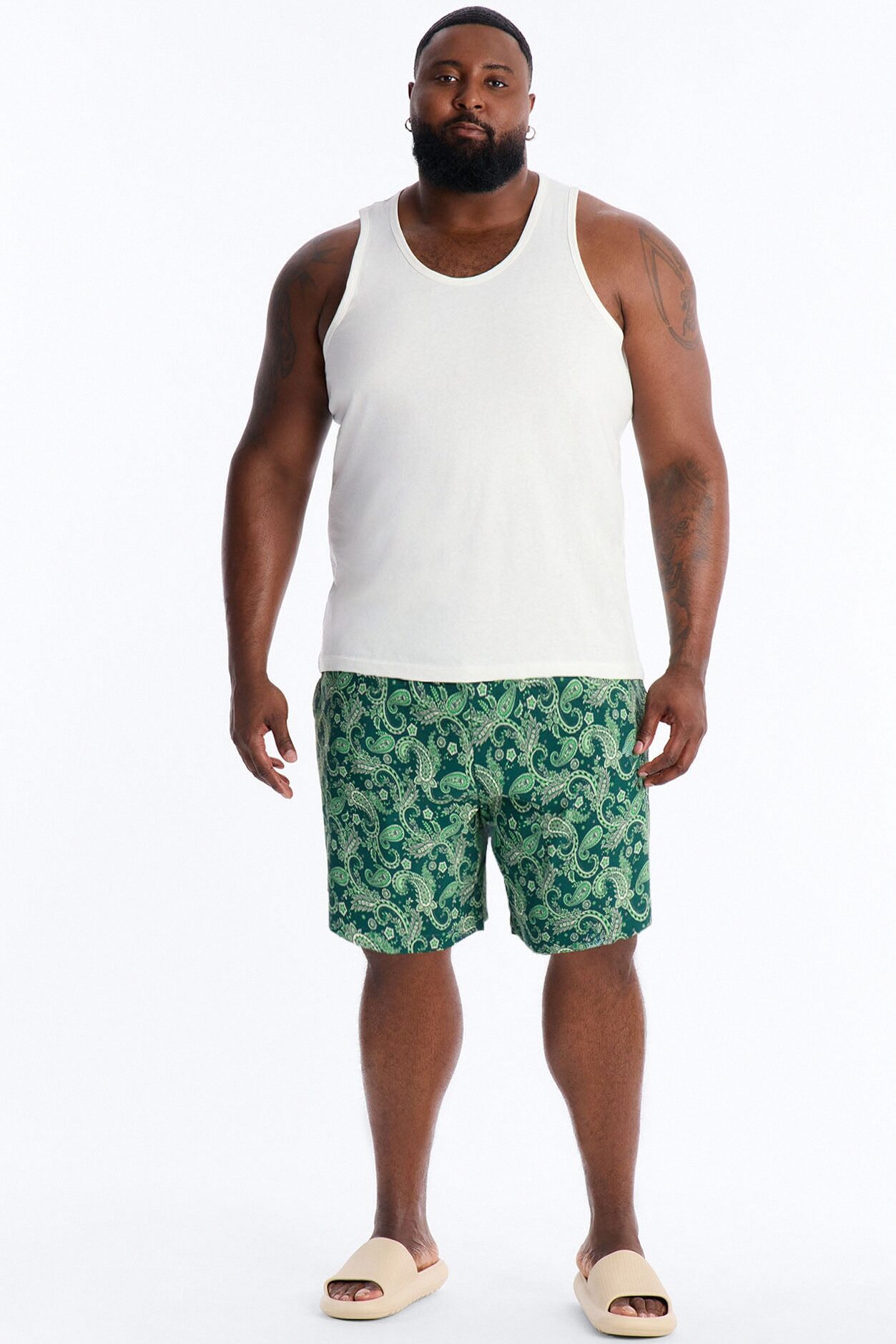 Paisley Elevated Printed Swim Trunk 7″ - Green