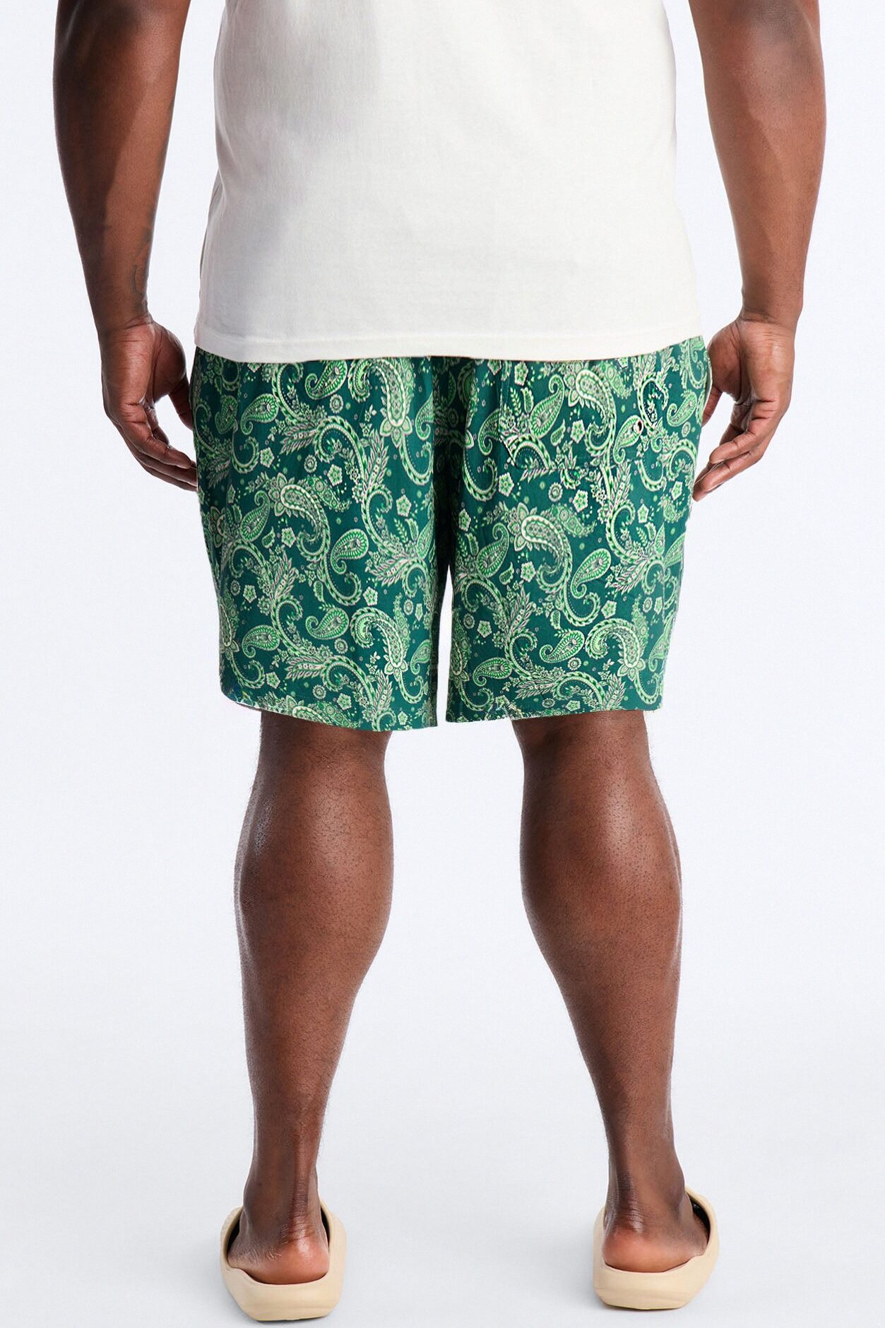 Paisley Elevated Printed Swim Trunk 7″ - Green