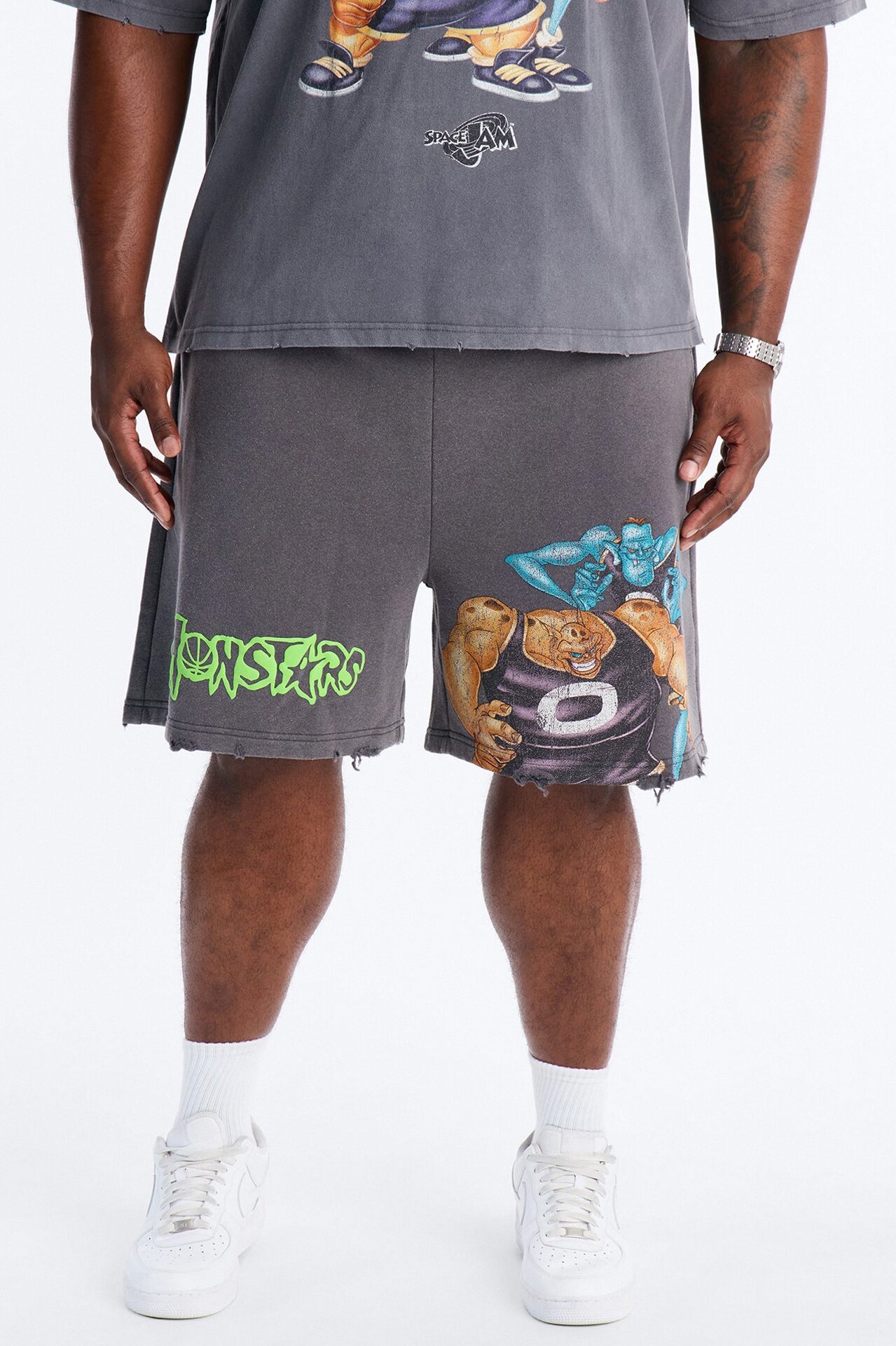 Space Jam Monstars Duo Puff Print Sweat Shorts - Charcoal