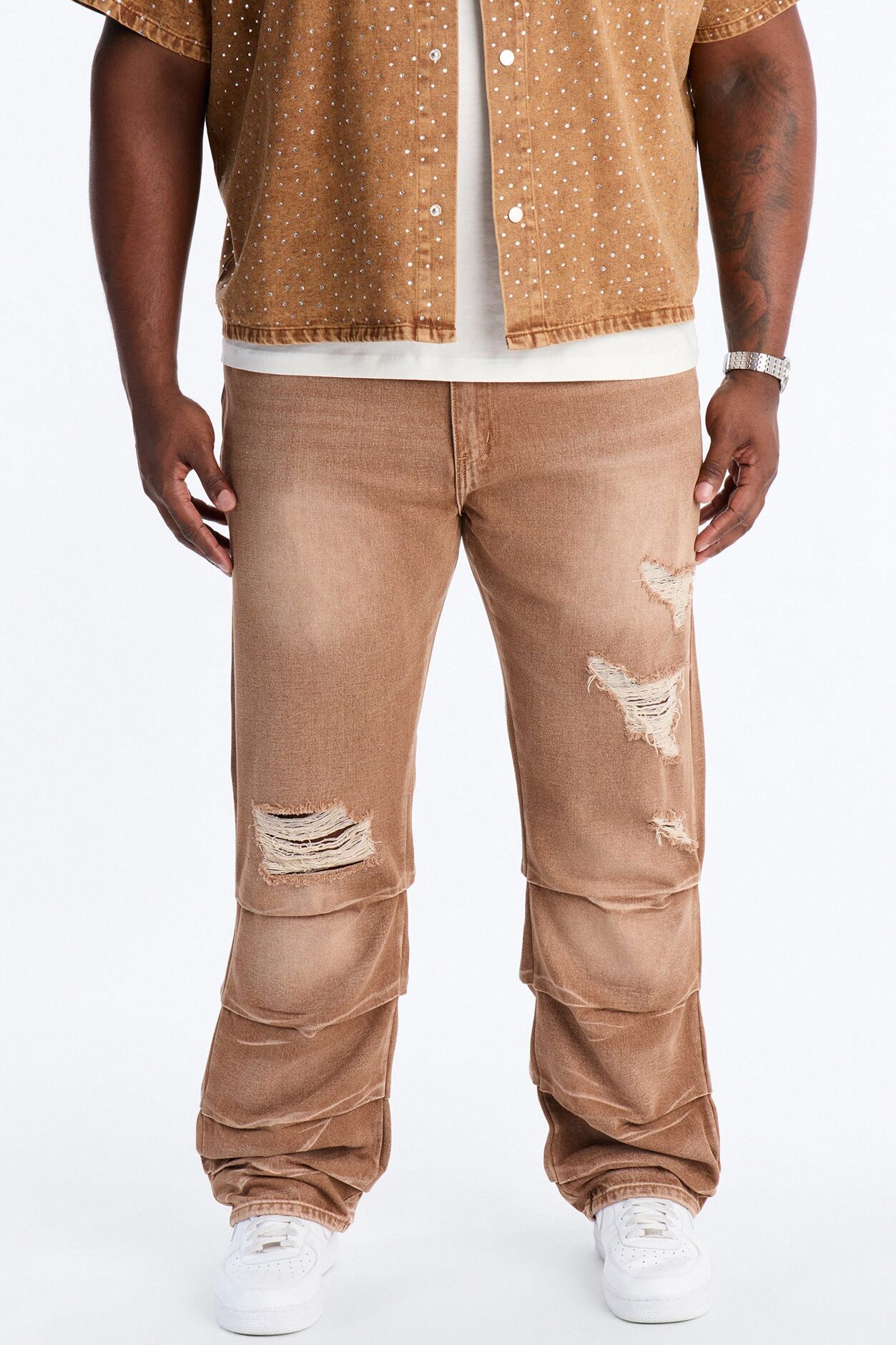 Straight Down The Street Ripped Jeans - Dark Brown