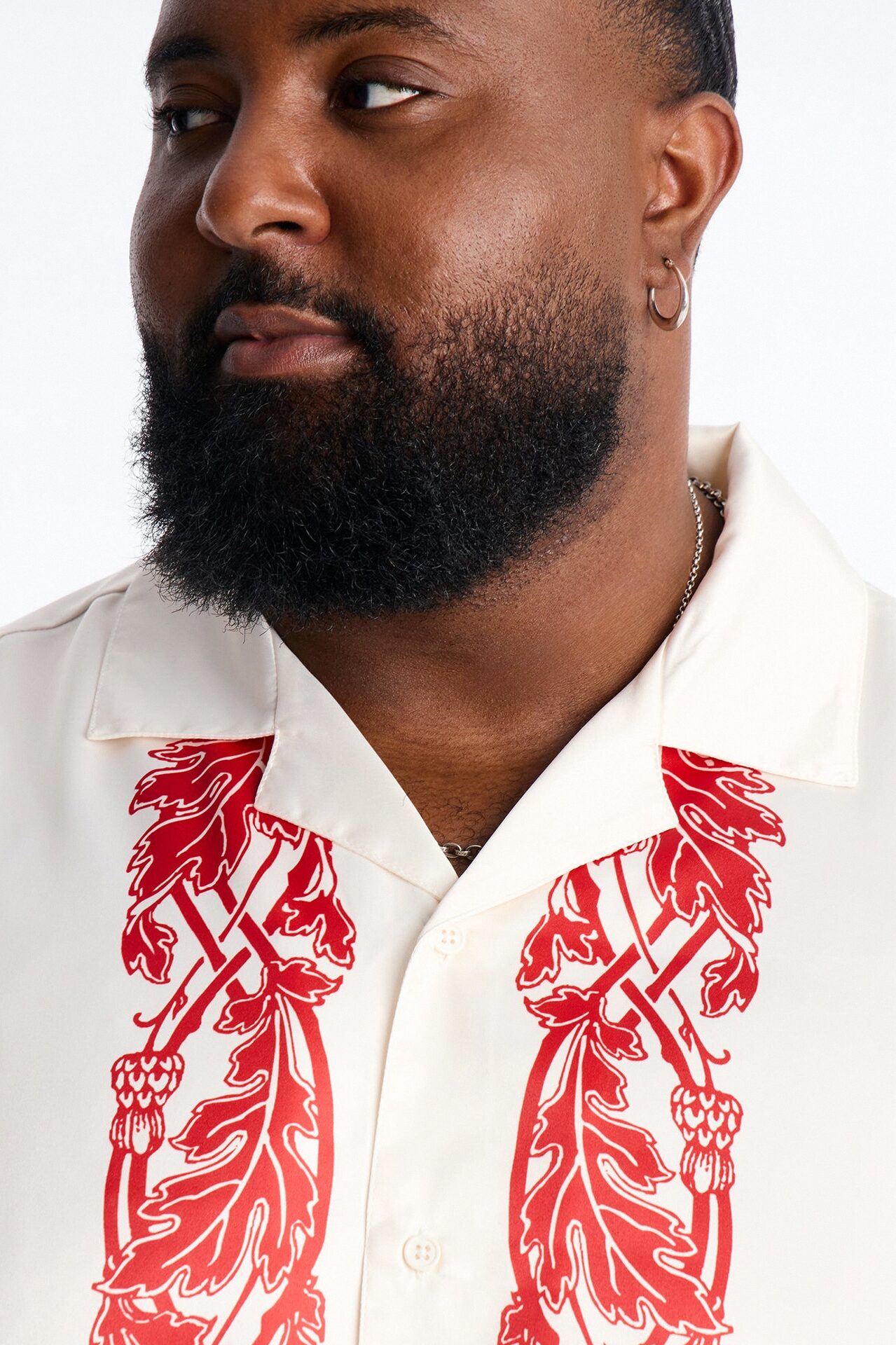 KOS Cuban Collar Button Up Shirt - White