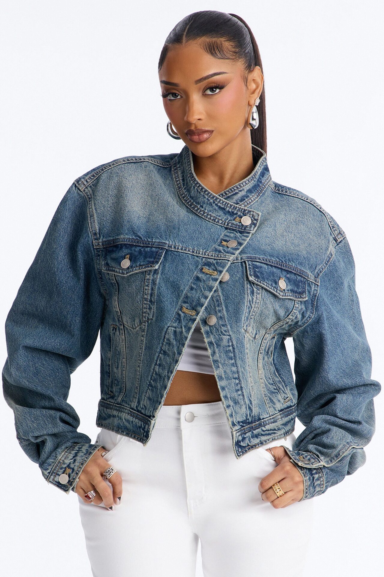 Toledo Crossover Denim Trucker Jacket - Medium Wash