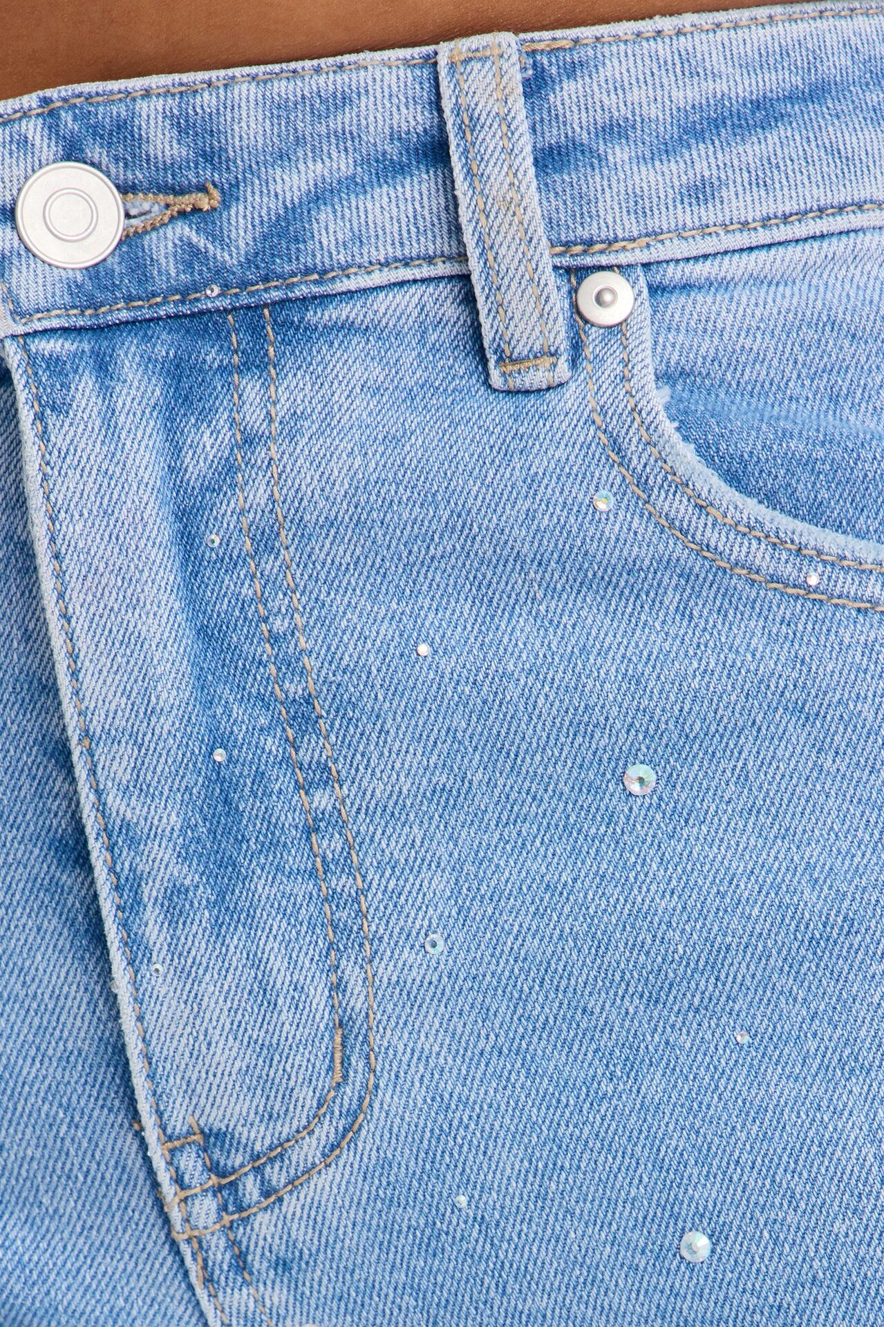 Fancy Pants Embellished Denim Culottes - Light Wash