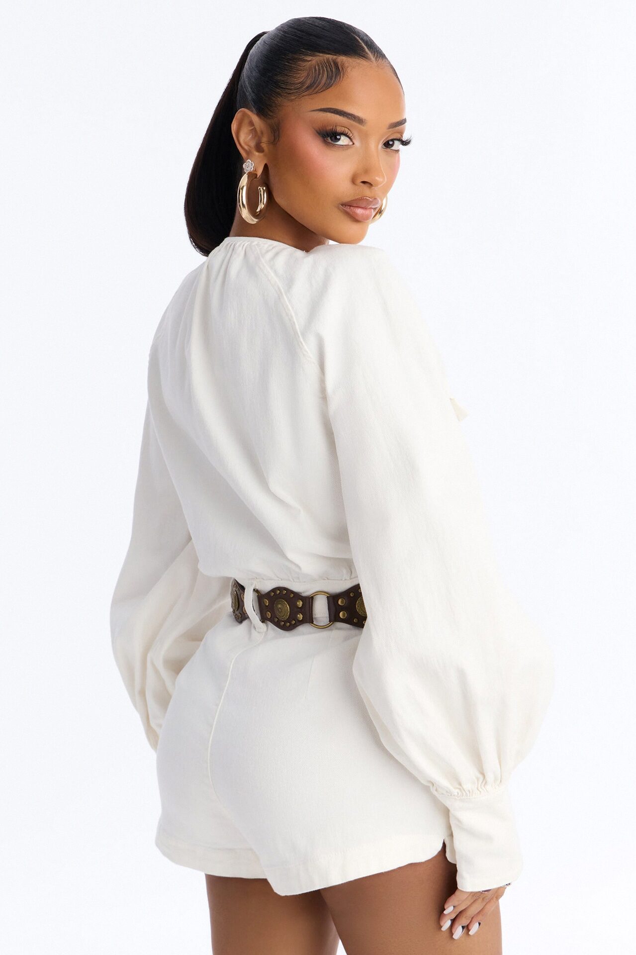 Off To La Quinta Belted Romper - Off White