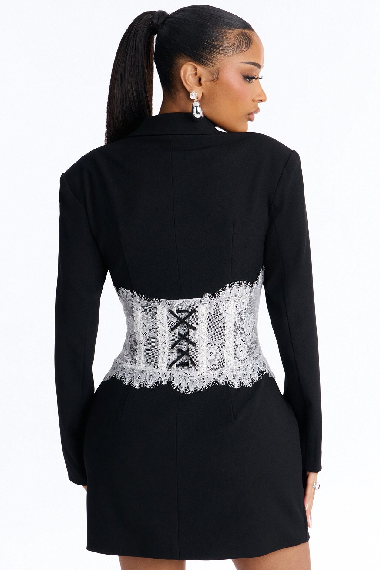 Zia Long Sleeve Blazer Mini Dress - Black/White