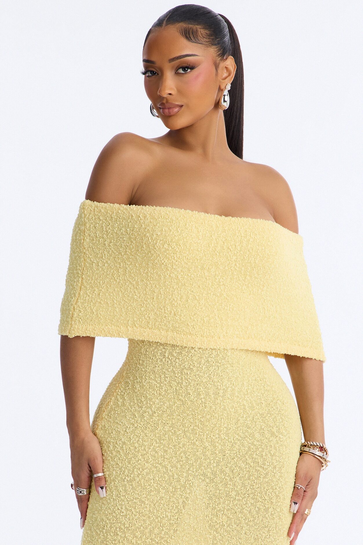 Effortless Edge Sweater Maxi Dress - Yellow