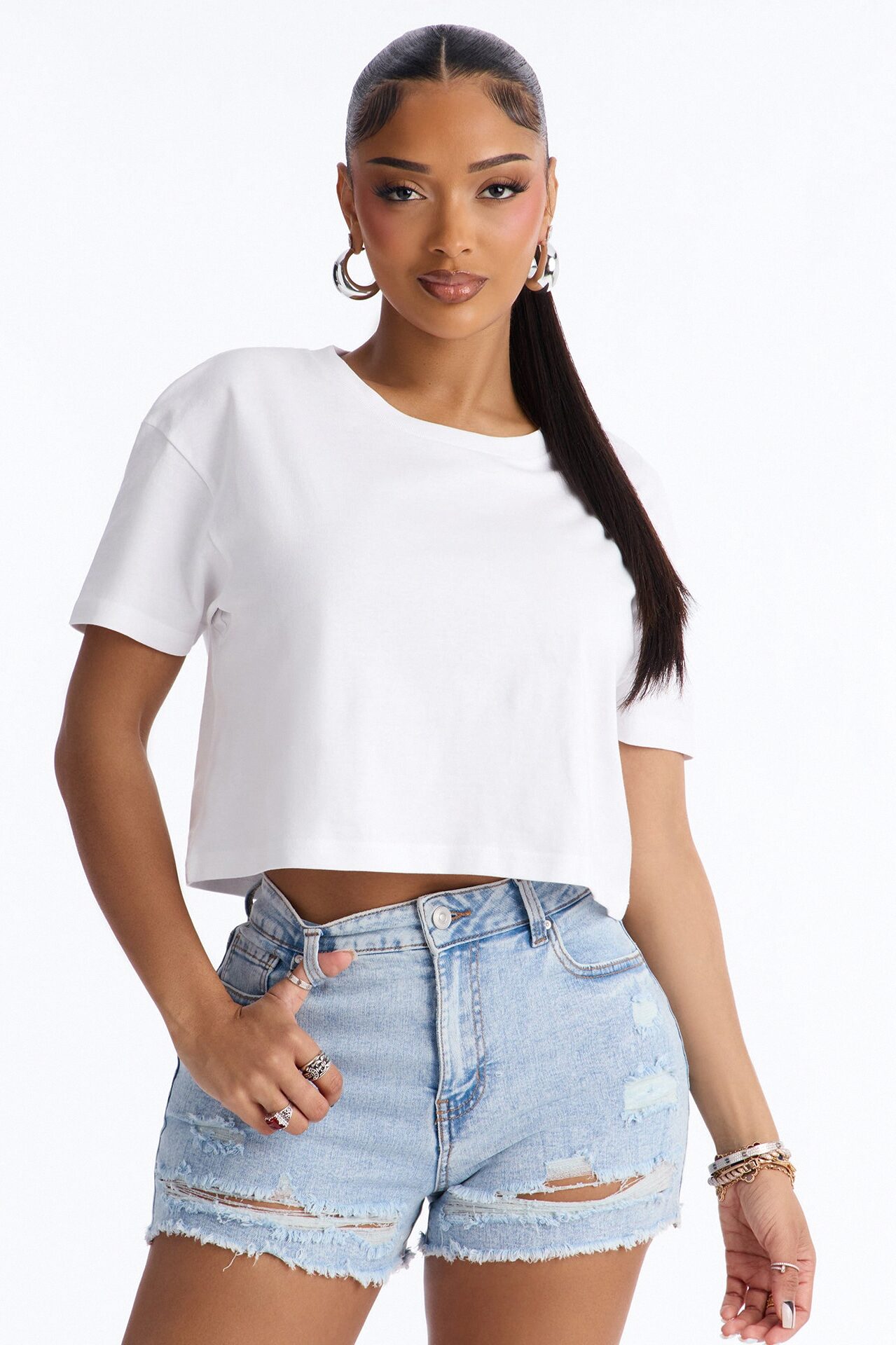 Simple And Modern Cropped Tee - White