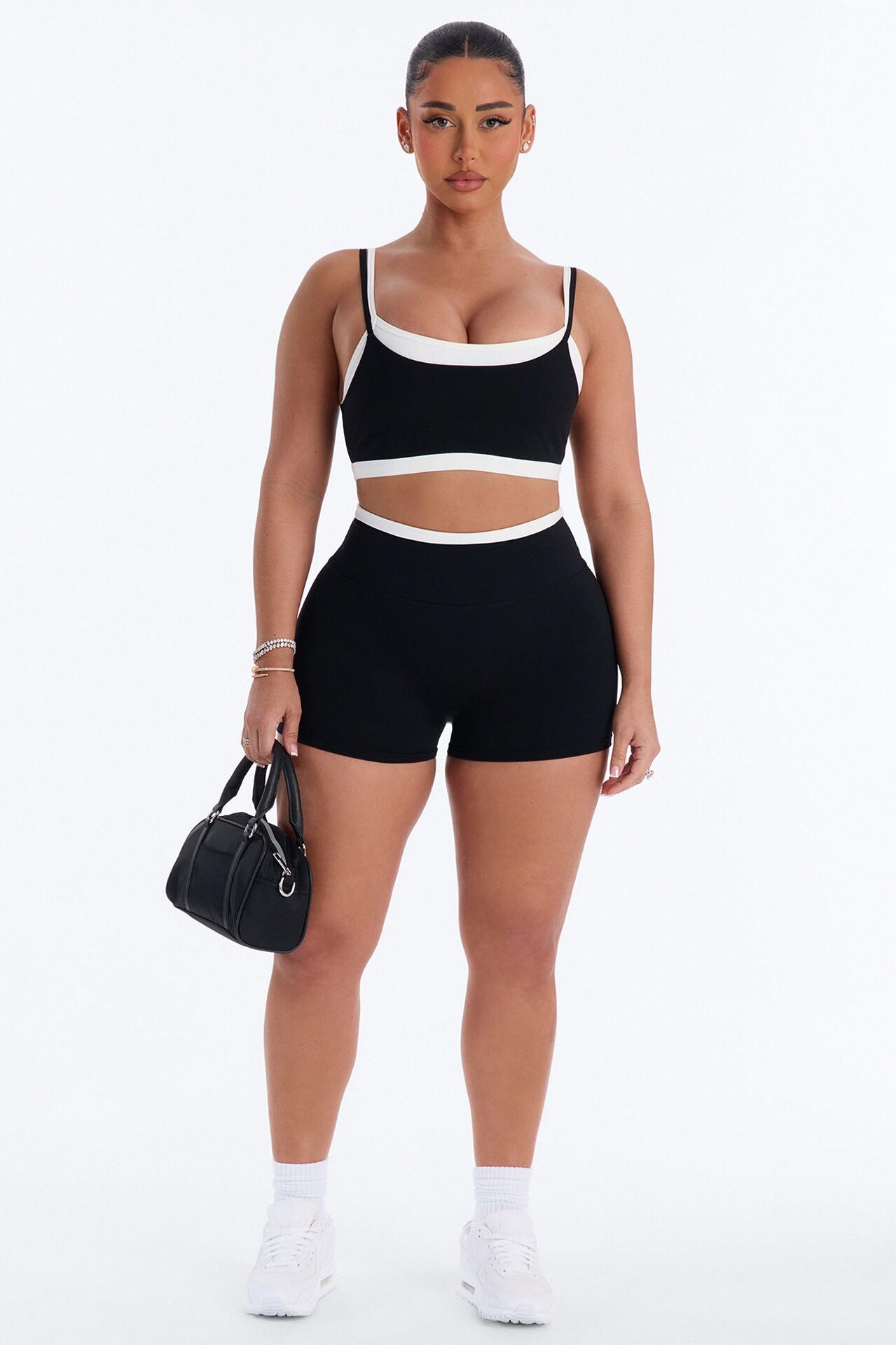 Workout Cutie Double Layered Biker Short Set - Black