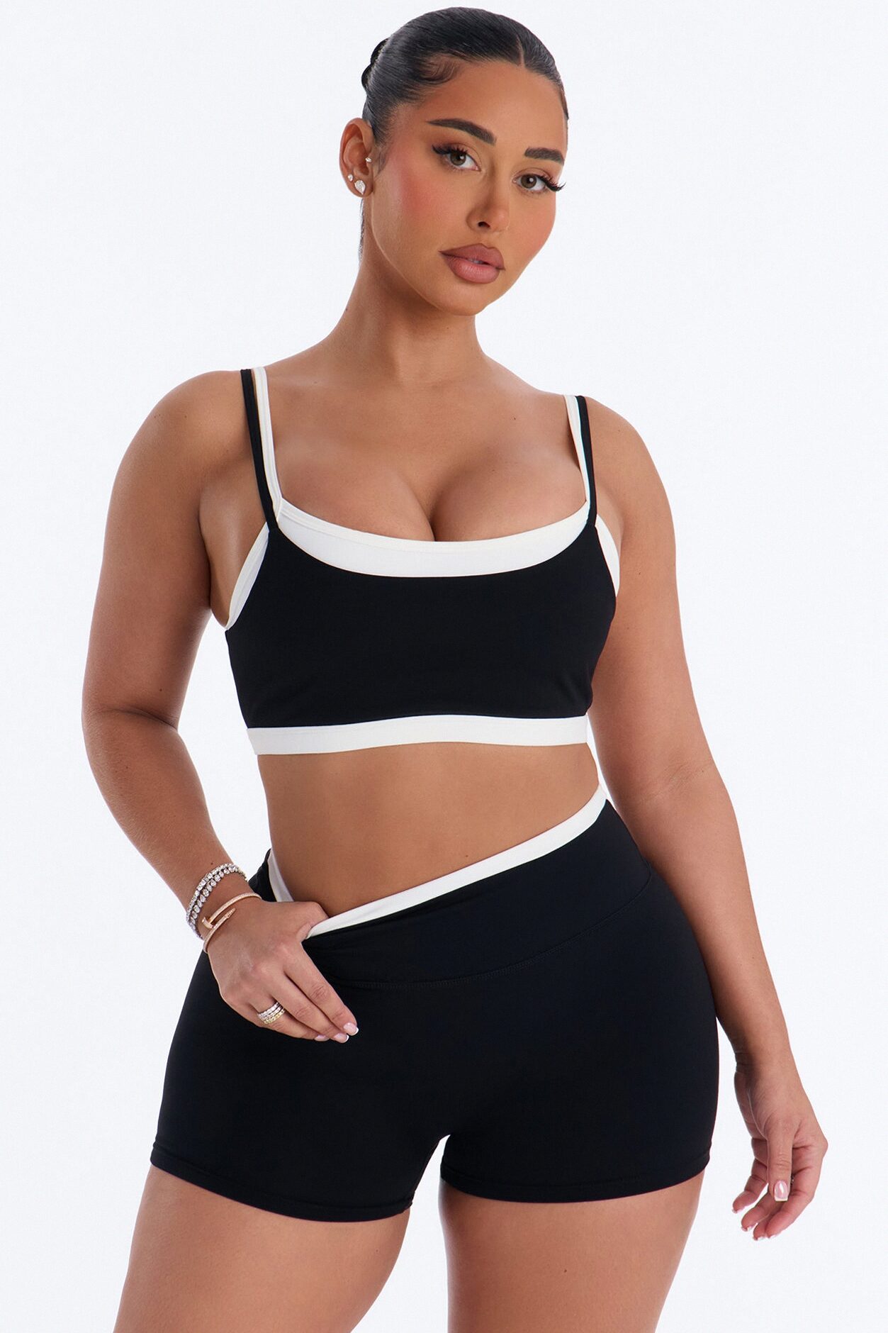 Workout Cutie Double Layered Biker Short Set - Black