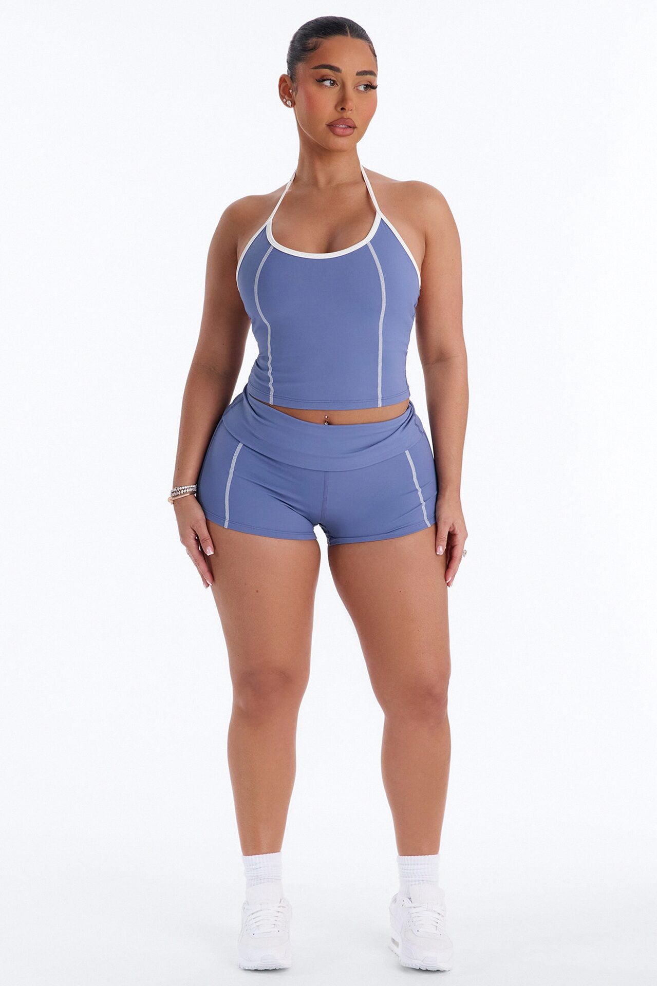 Sunday Errands Biker Short Set - Slate Blue