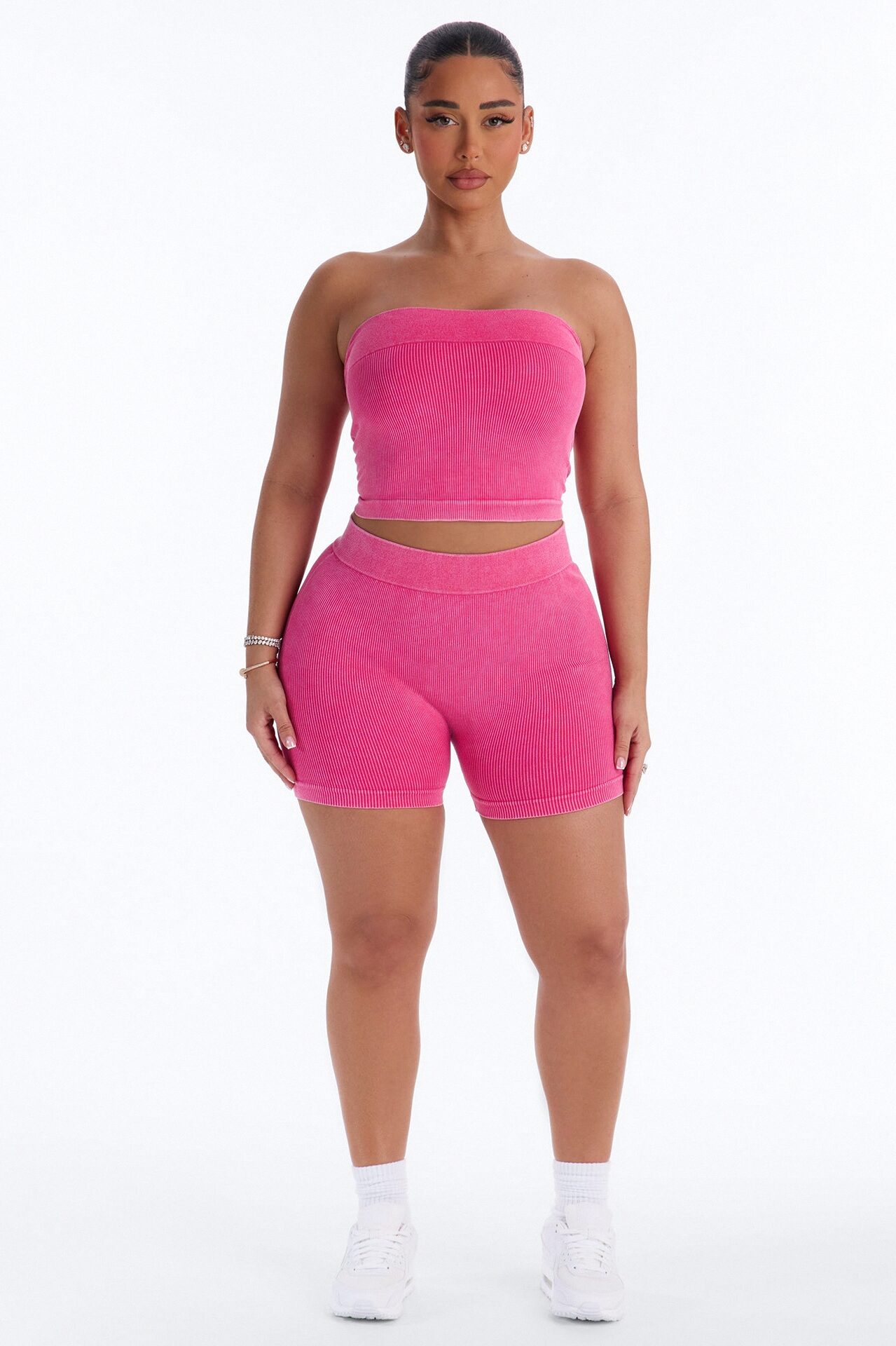 Off Duty Mineral Washed Strapless Short Set - Pink