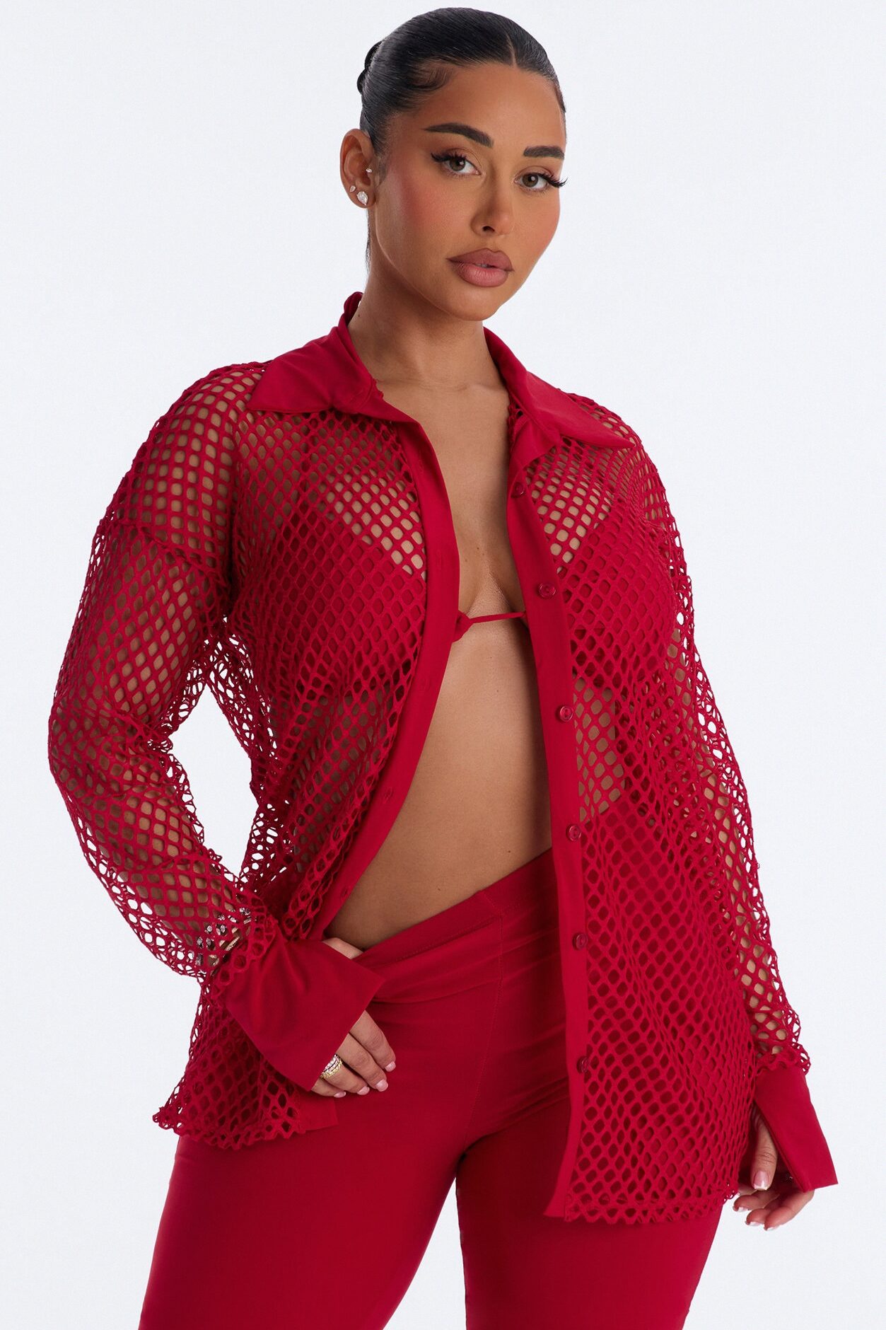 Catch Me 3 Piece Pant Set - Red