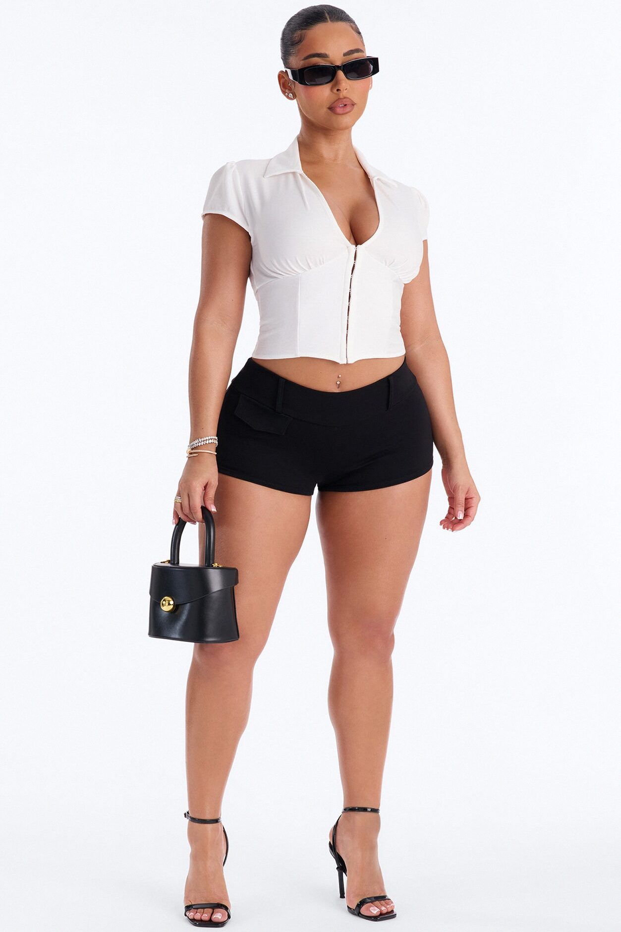 Angie Corset Short Sleeve Top - Ivory