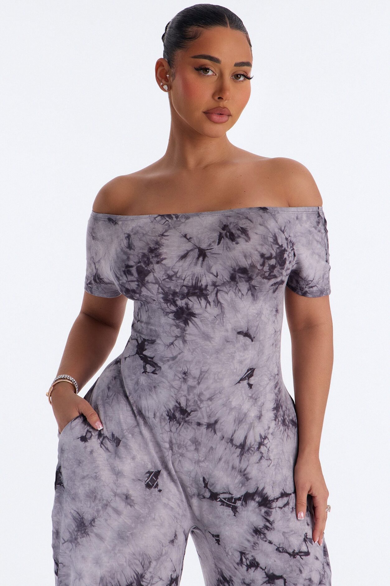 Slow Sunday Tie-Dye Balloon Jumpsuit - Charcoal