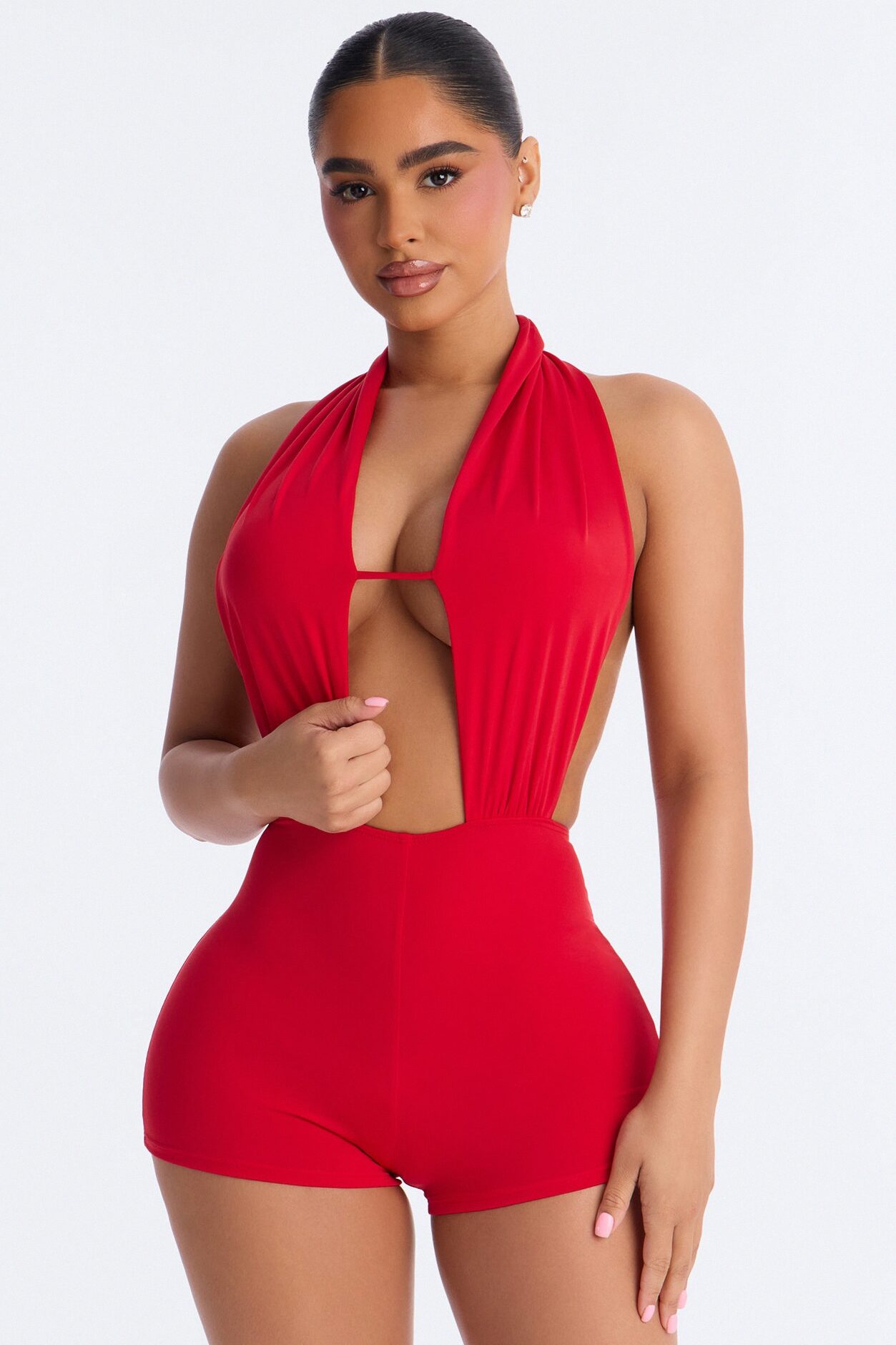 Give You My Number Romper - Red