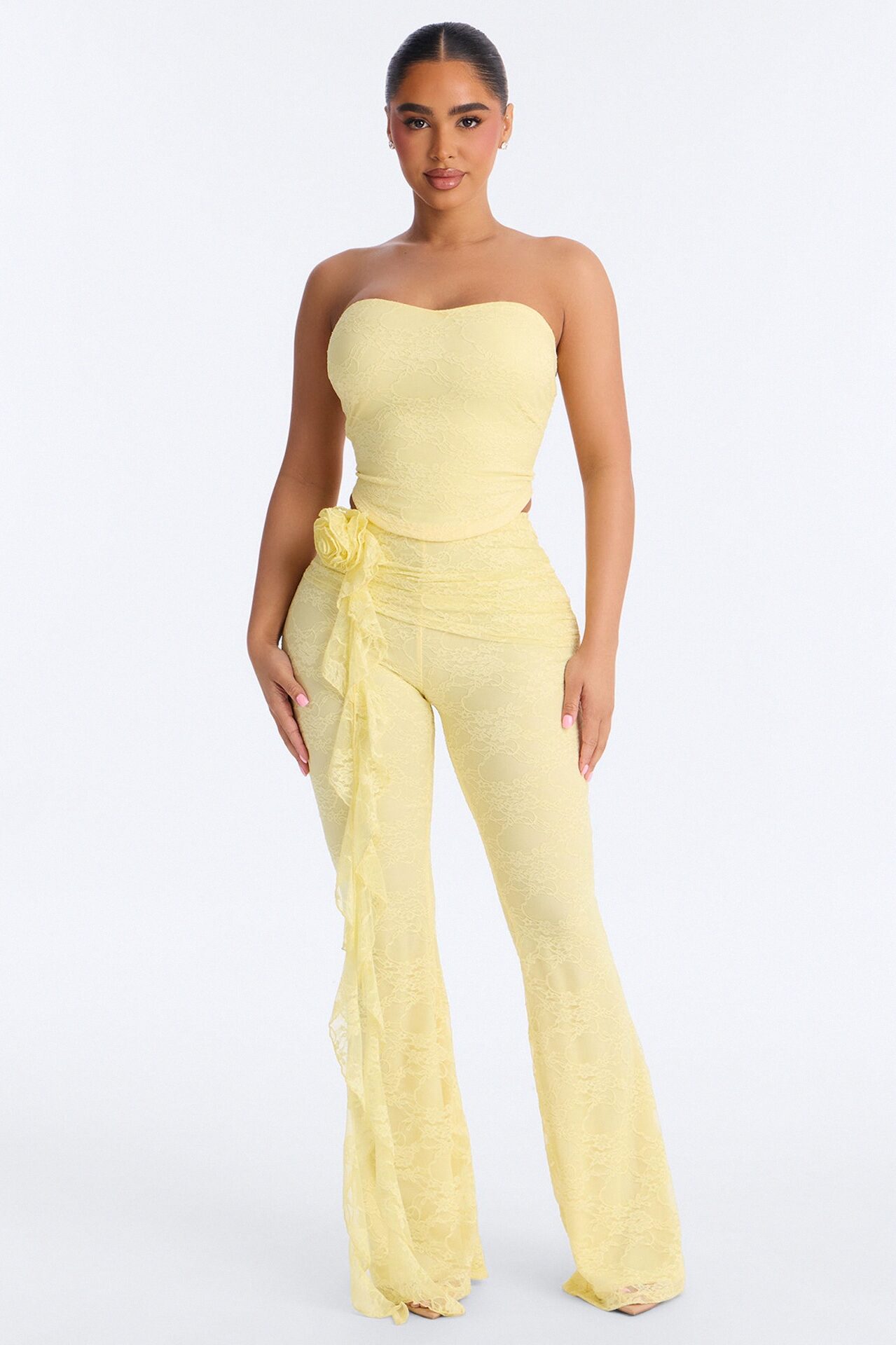 Rosetta Lace Pant Set - Yellow