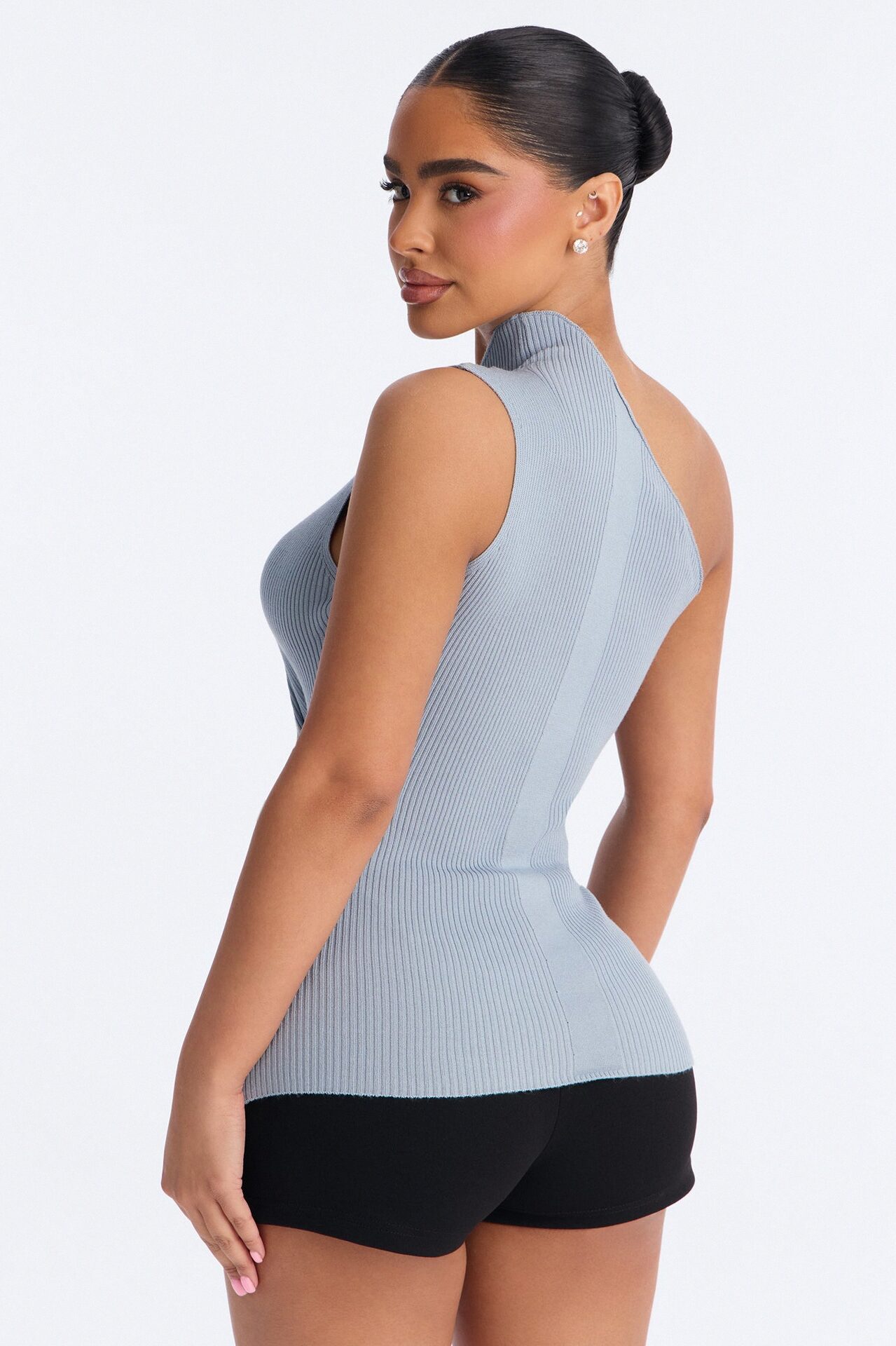 Not So Ordinary One Shoulder Sweater Top - Light Blue
