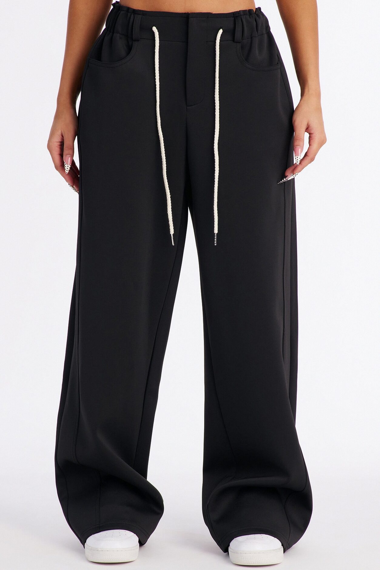 Don't Get Too Comfortable Low Rise Wide Leg Scuba Pant - Black