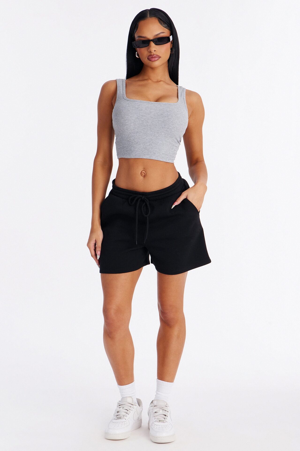 Jennifer Fleece Lounge Sweatshort - Black