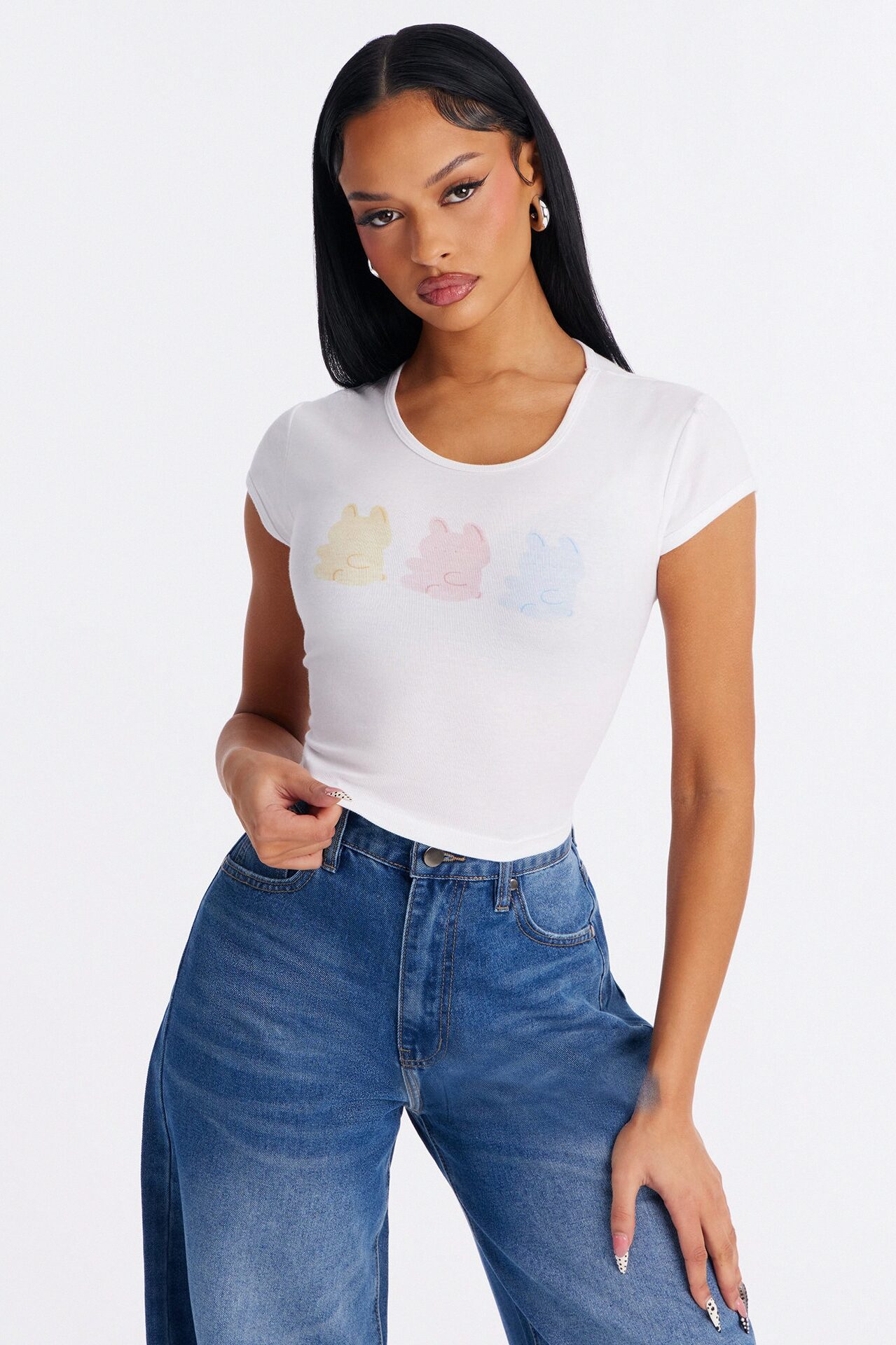 Easter Plush Bunnies Baby Tee - White