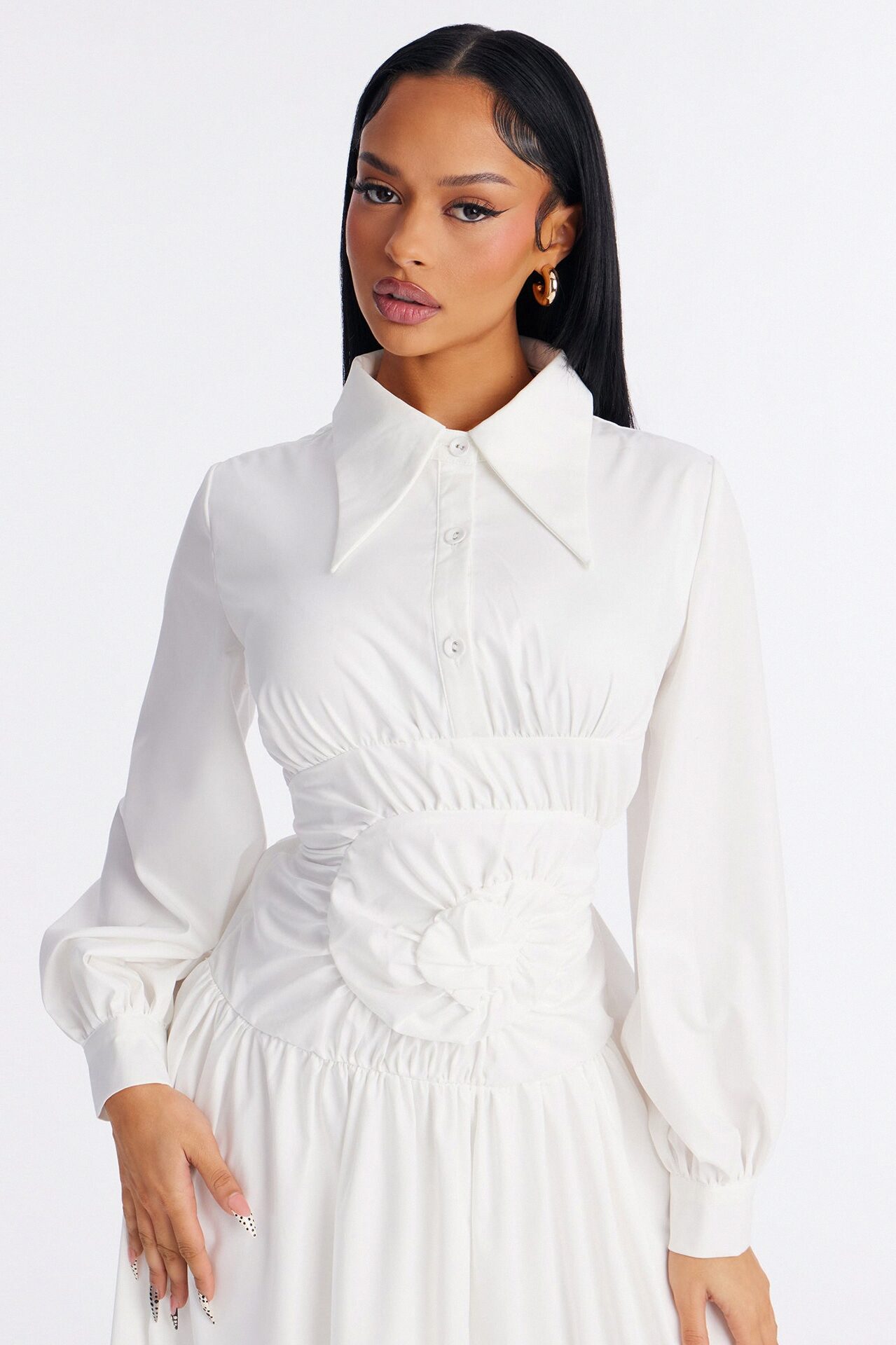 Muse In Motion Ruched Maxi Dress - White