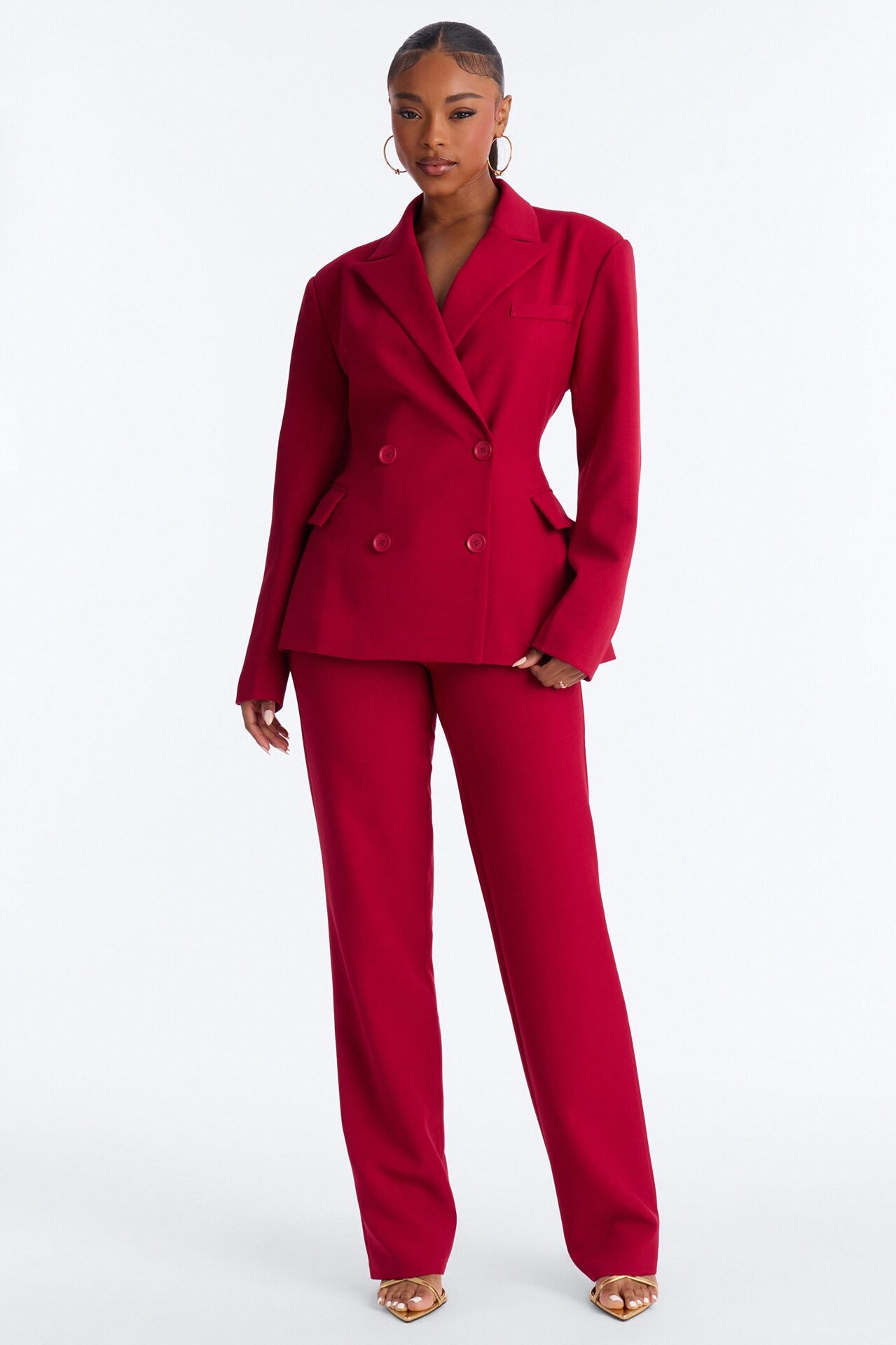 Empire Essentials Straight Leg Trouser - Red