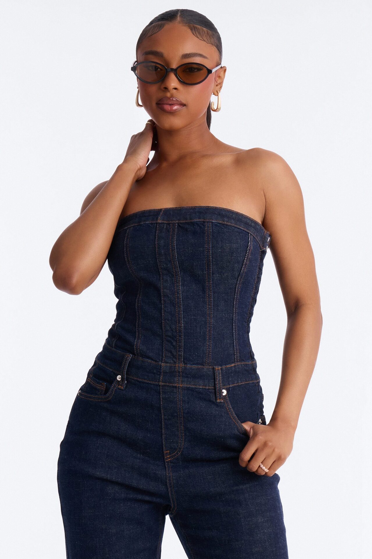 Street Blues Denim Jumpsuit - Dark Wash
