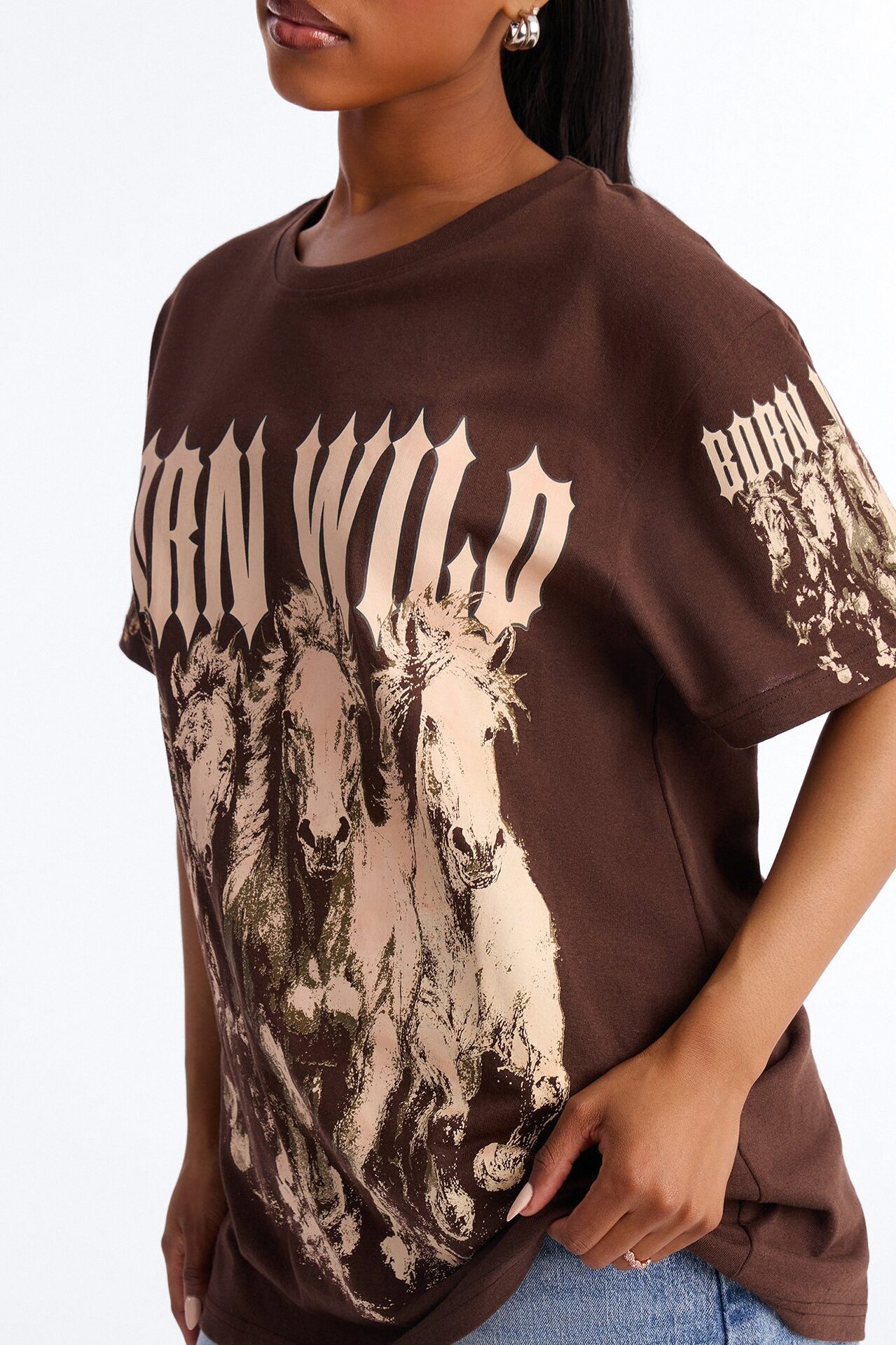 Born Wild Western Tee - Chocolate