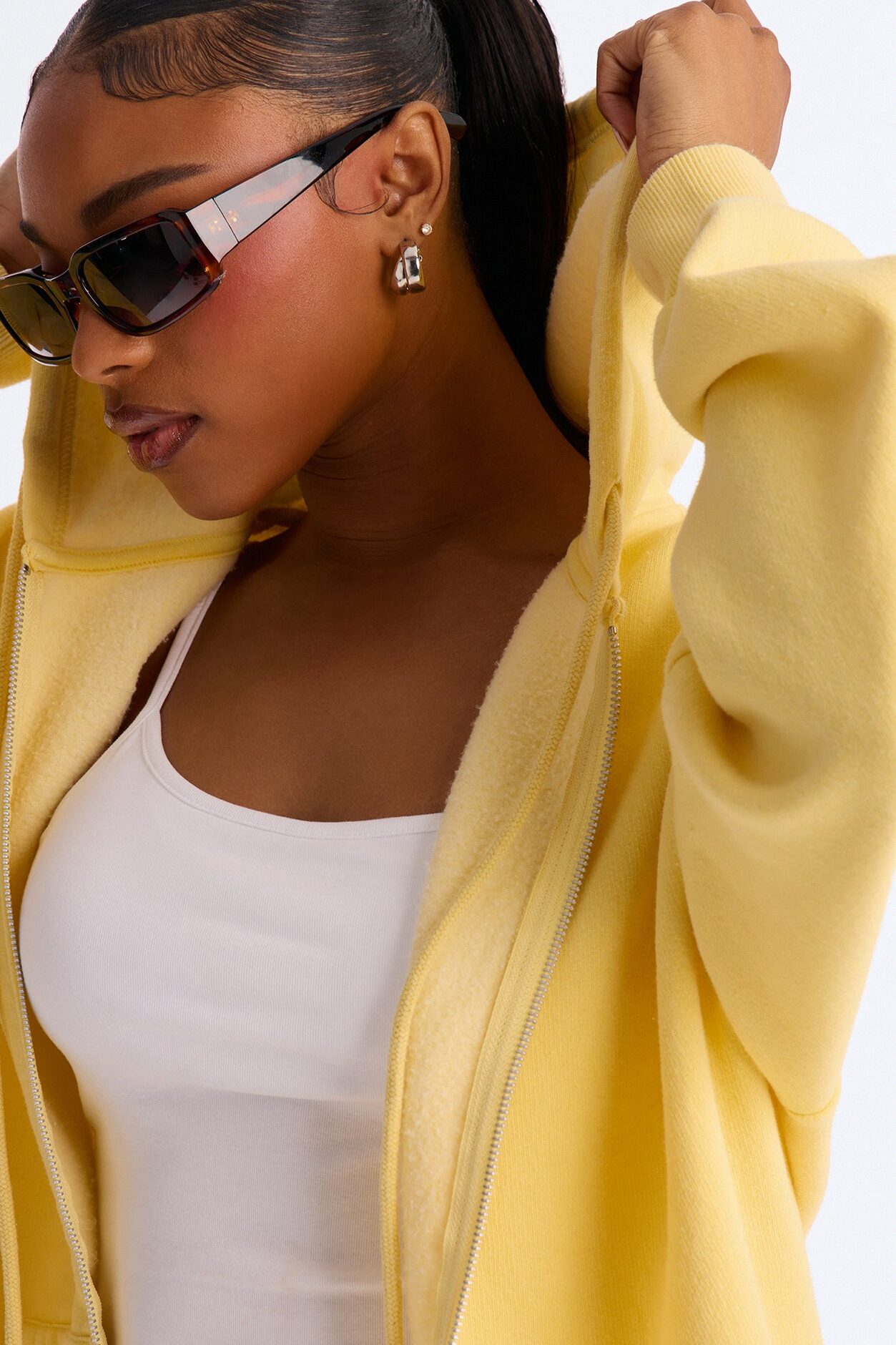 On The Run Washed Fleece Short Set - Yellow