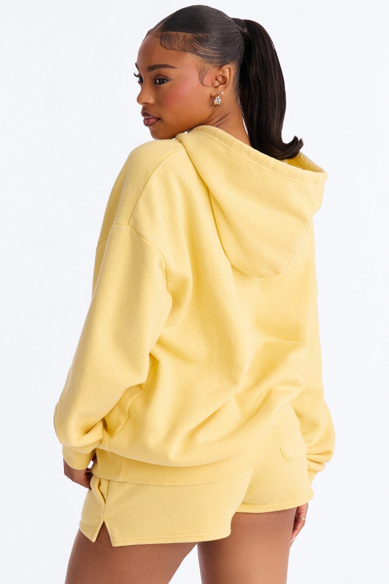 On The Run Washed Fleece Short Set - Yellow