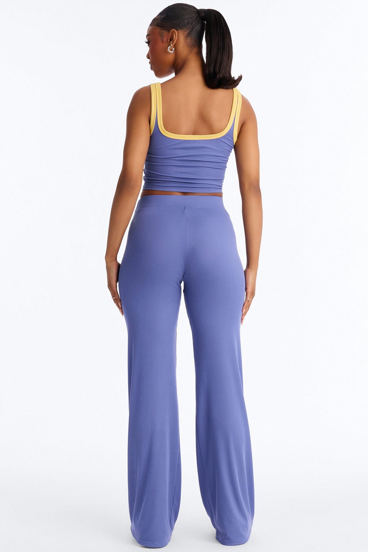 Mica Ribbed Pant Set - Denim