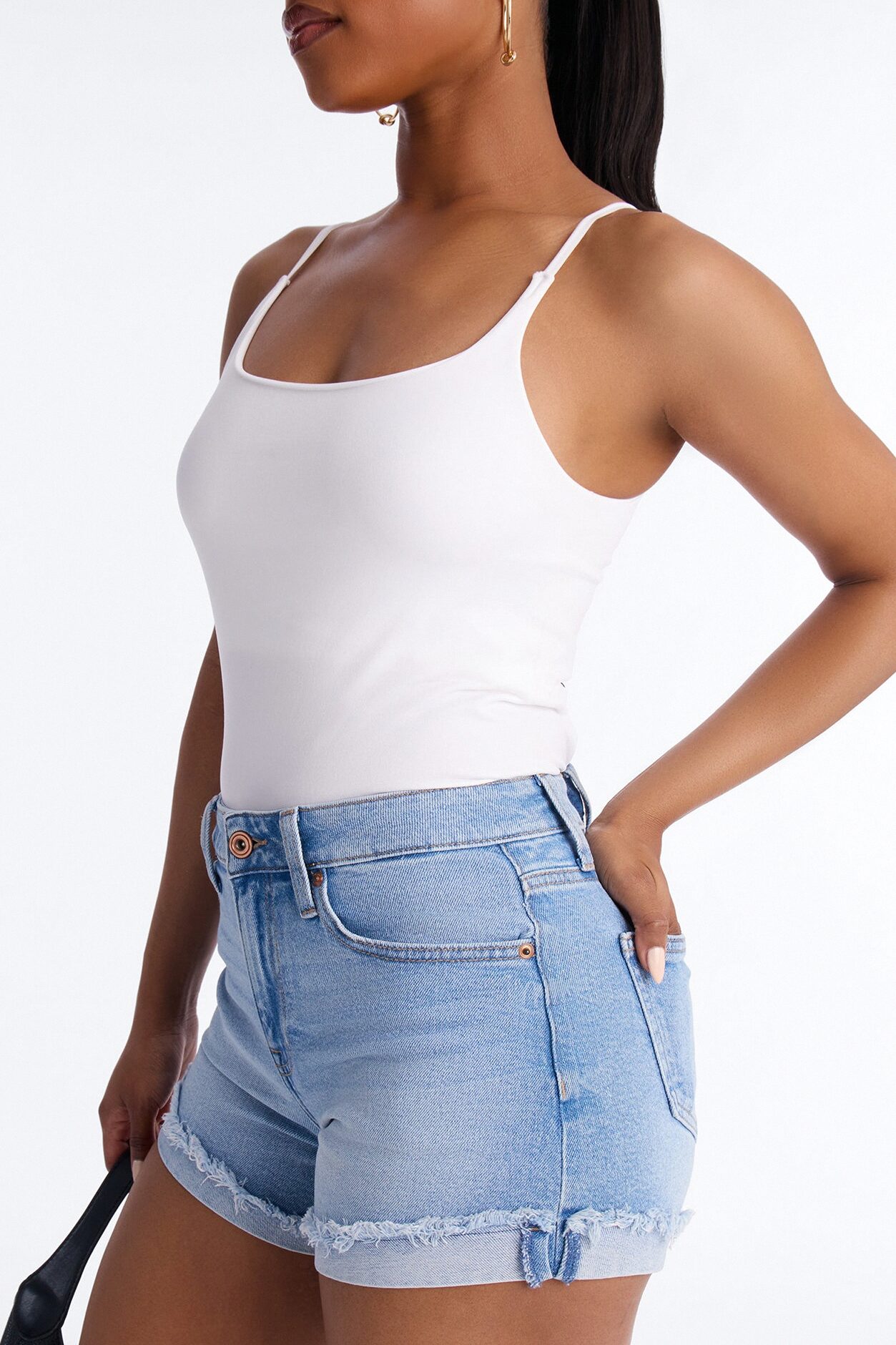 Cabo Curvy Cuffed Denim Shorts - Medium Wash