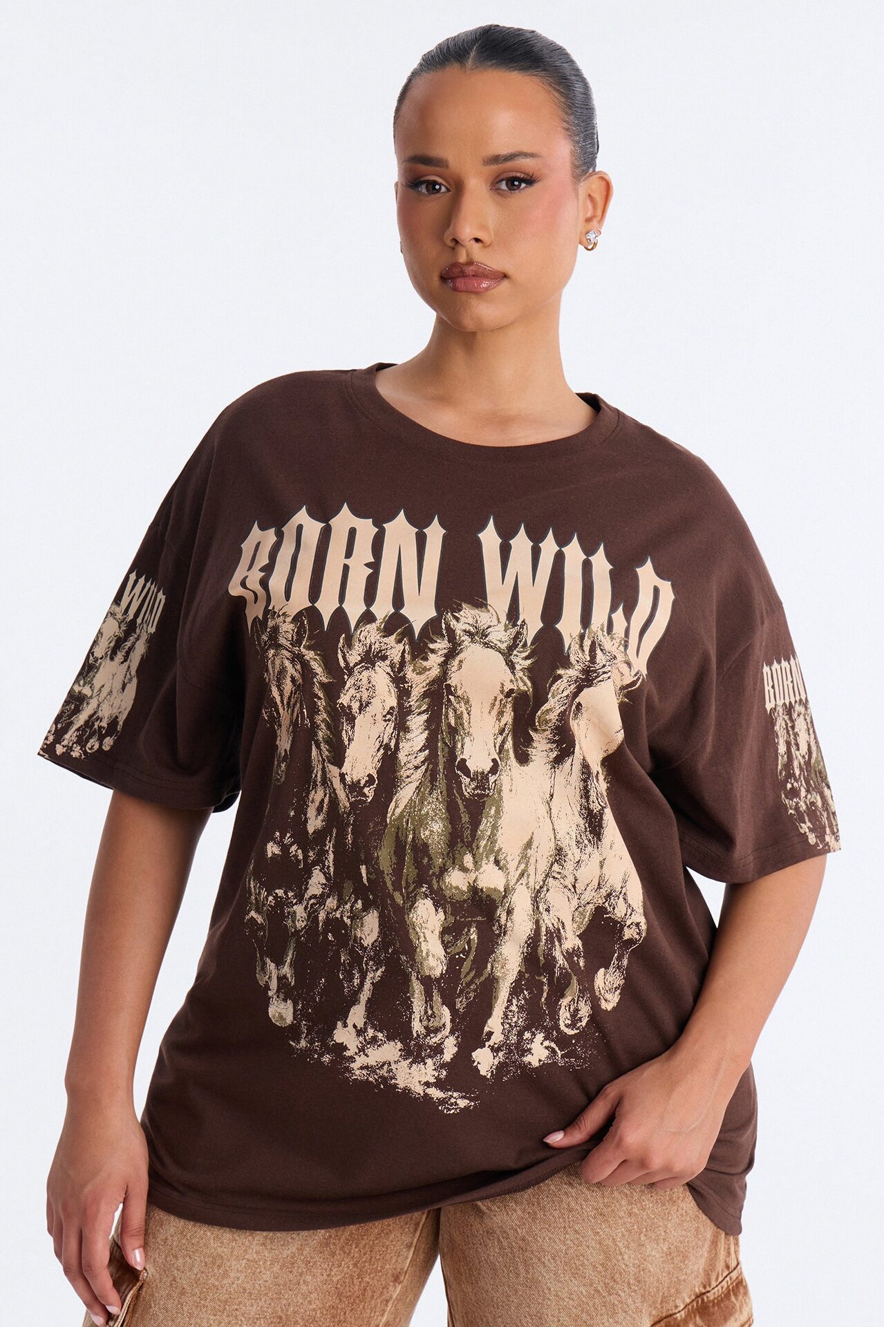 Born Wild Western Tee - Chocolate