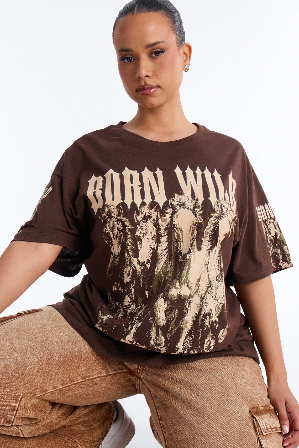 Born Wild Western Tee - Chocolate
