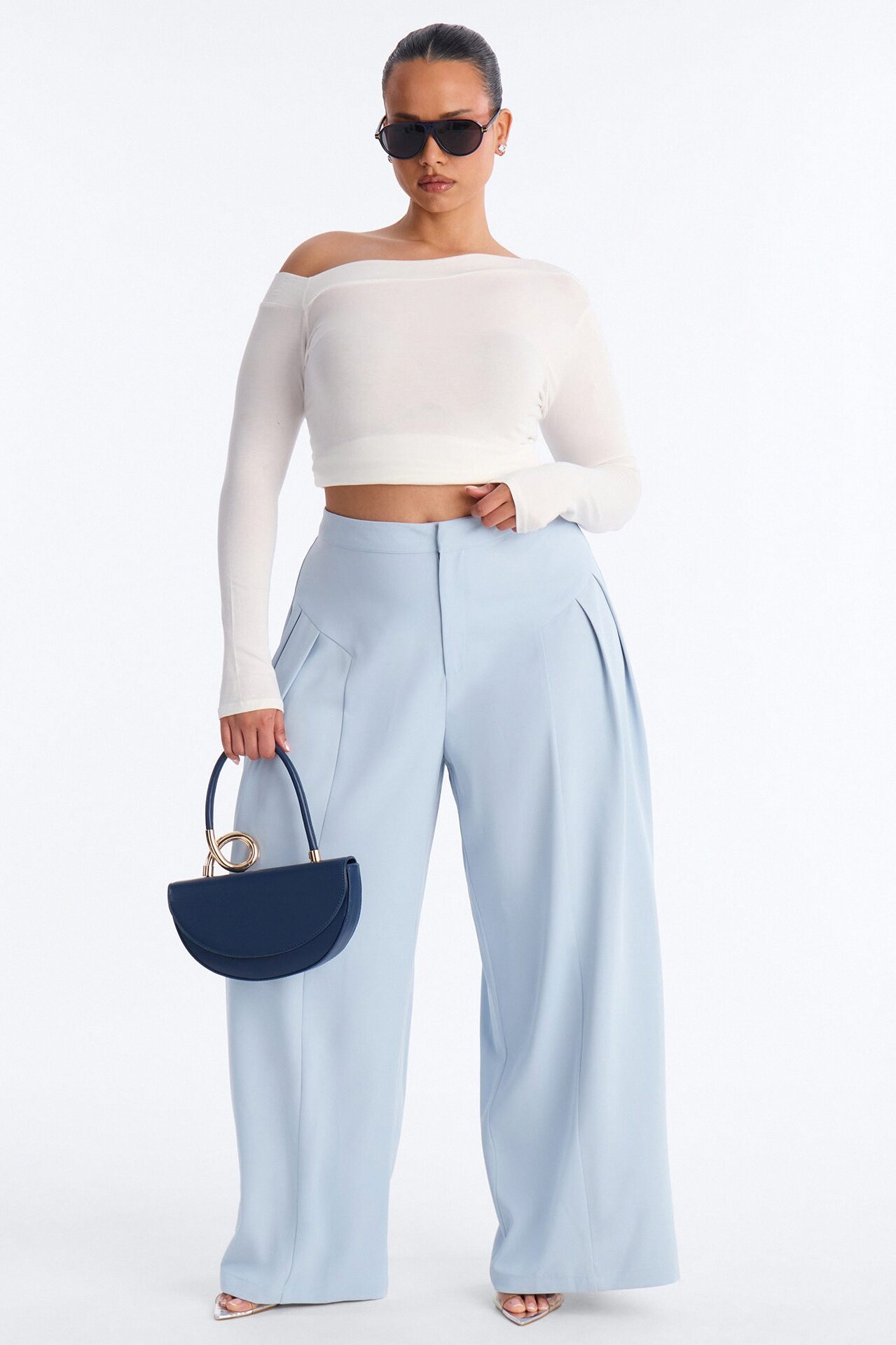 Luciane Pleated Trouser Pant 33″ - Light Blue