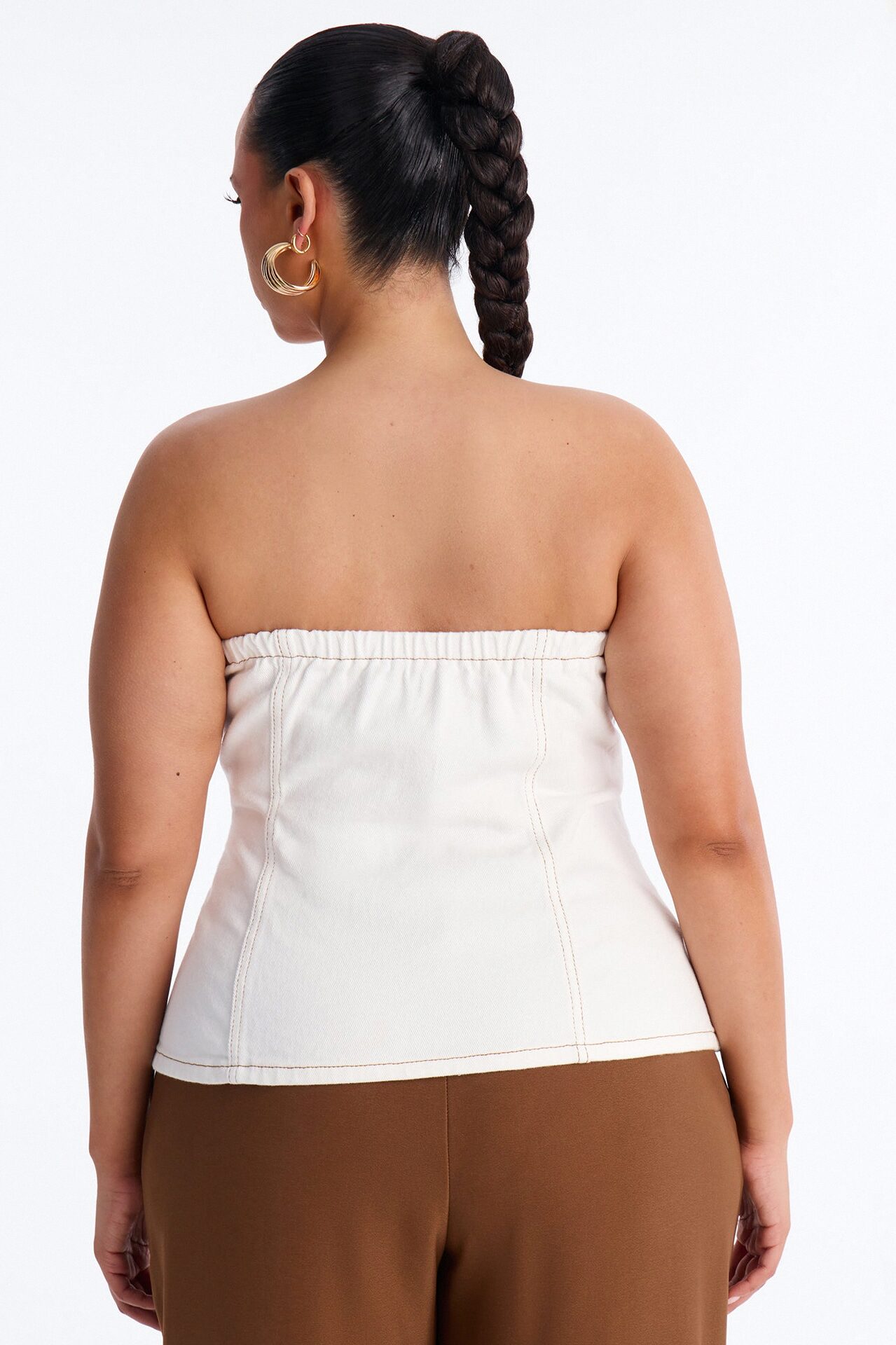 Denim Therapy Asymmetrical Tube Top - White