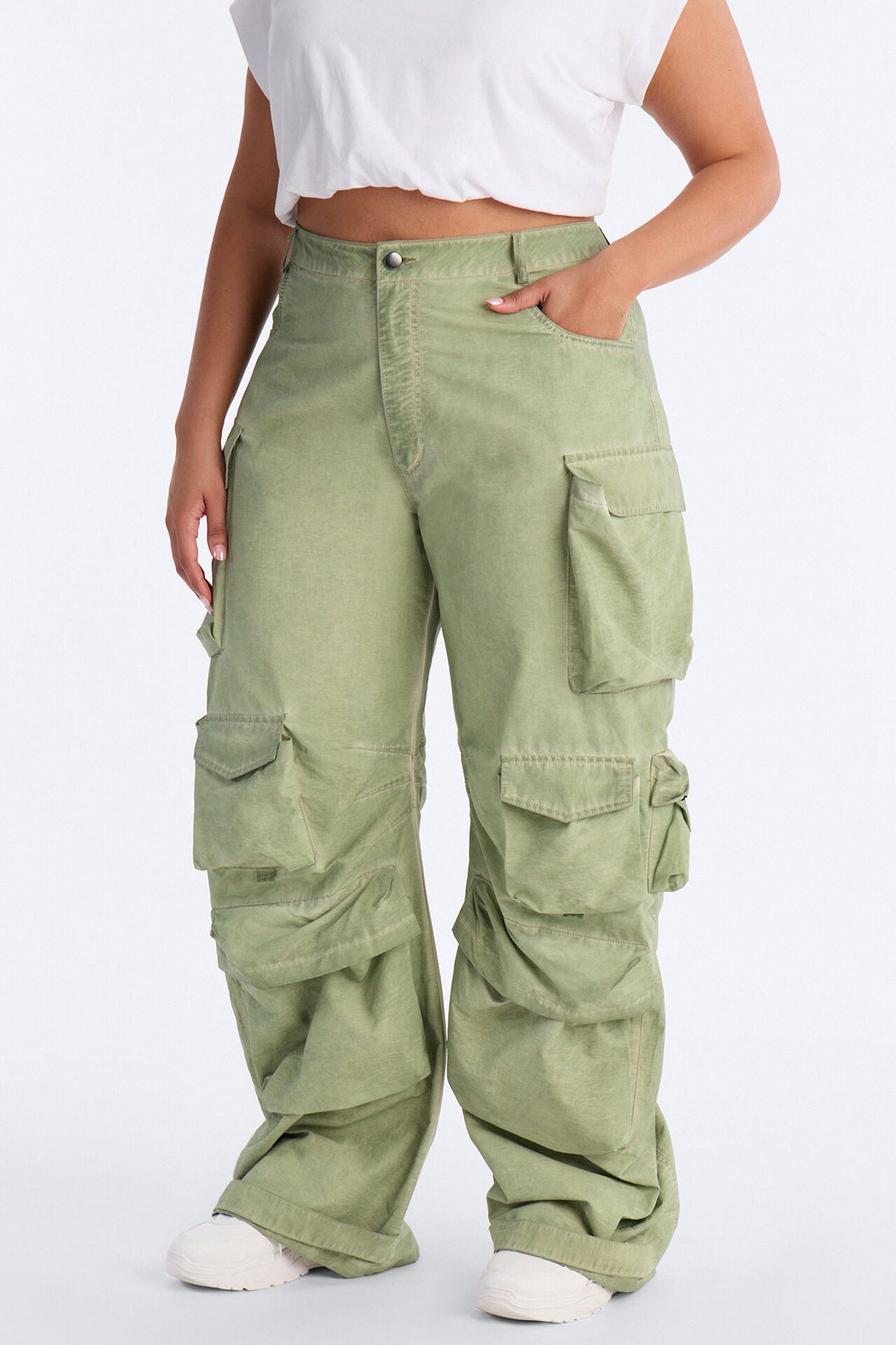 Talk It Up Oversized Cargo Pant - Sage