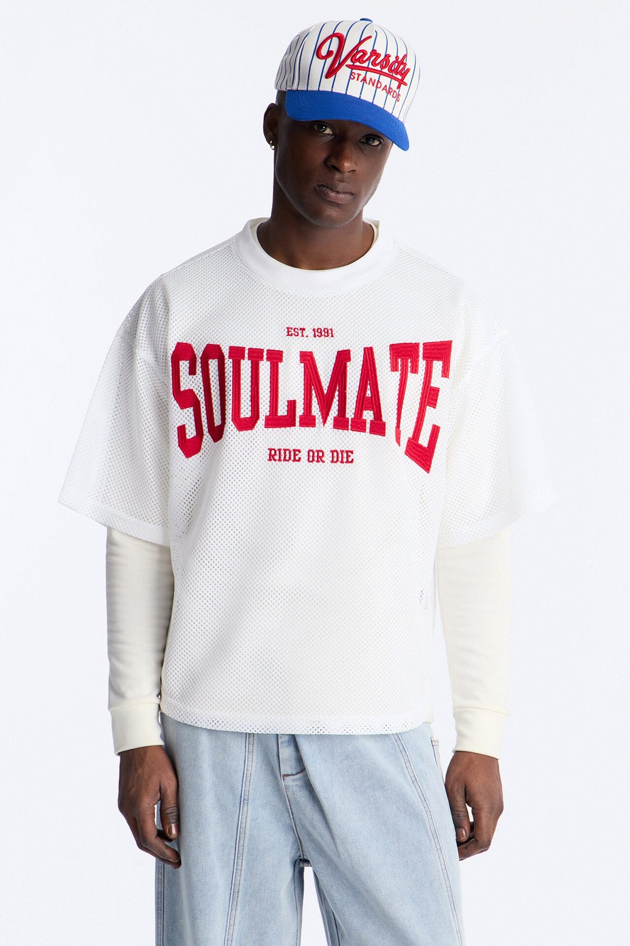 Soulmate Open Hole Mesh Top - White