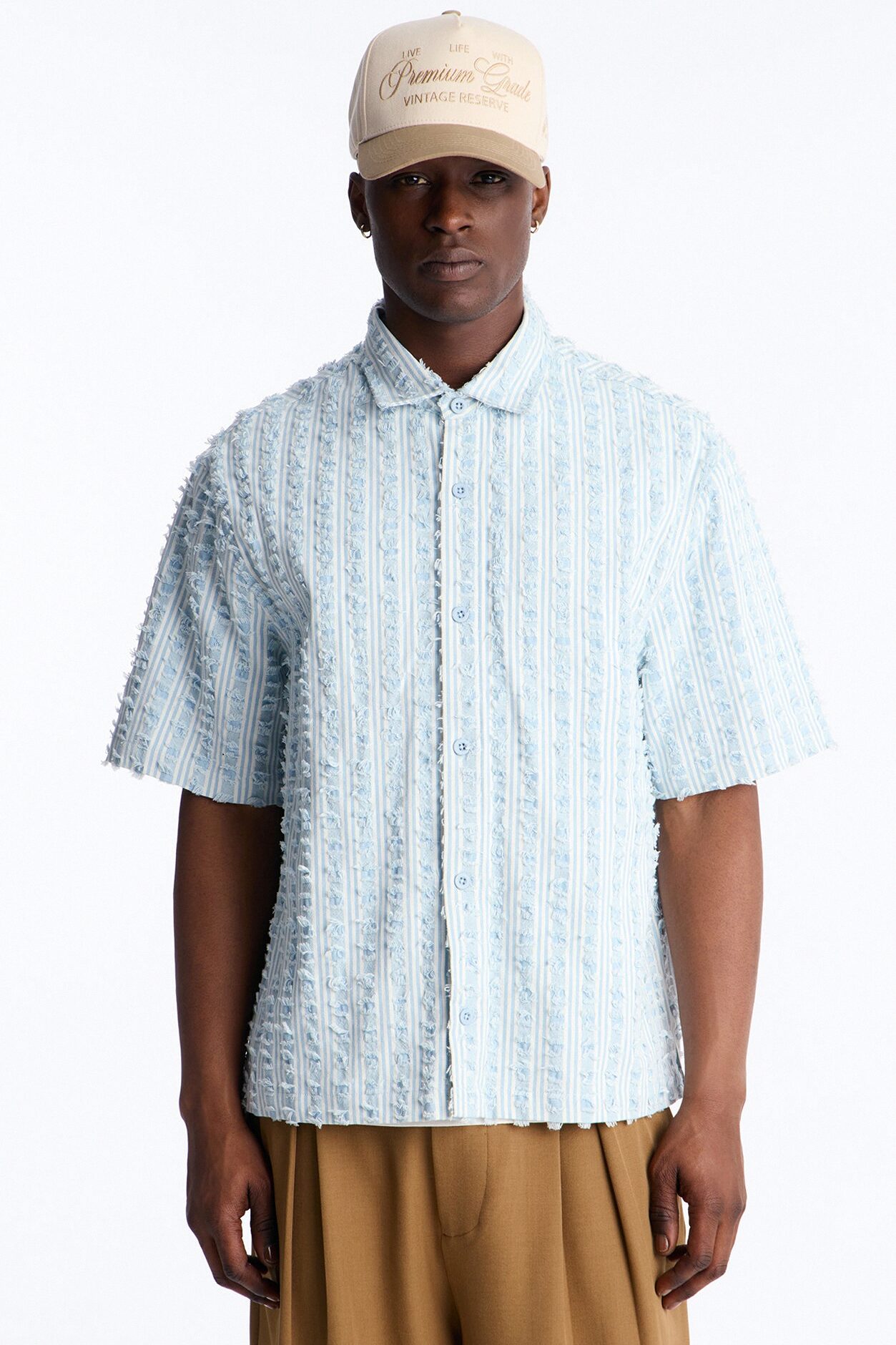 Relaxed Eternal Shell Button Up Shirt - Light Blue