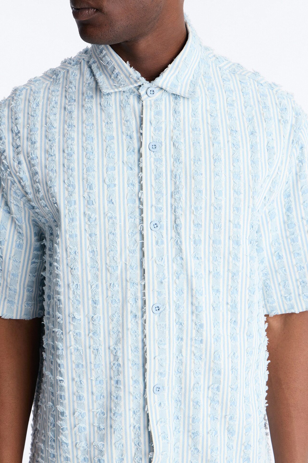 Relaxed Eternal Shell Button Up Shirt - Light Blue
