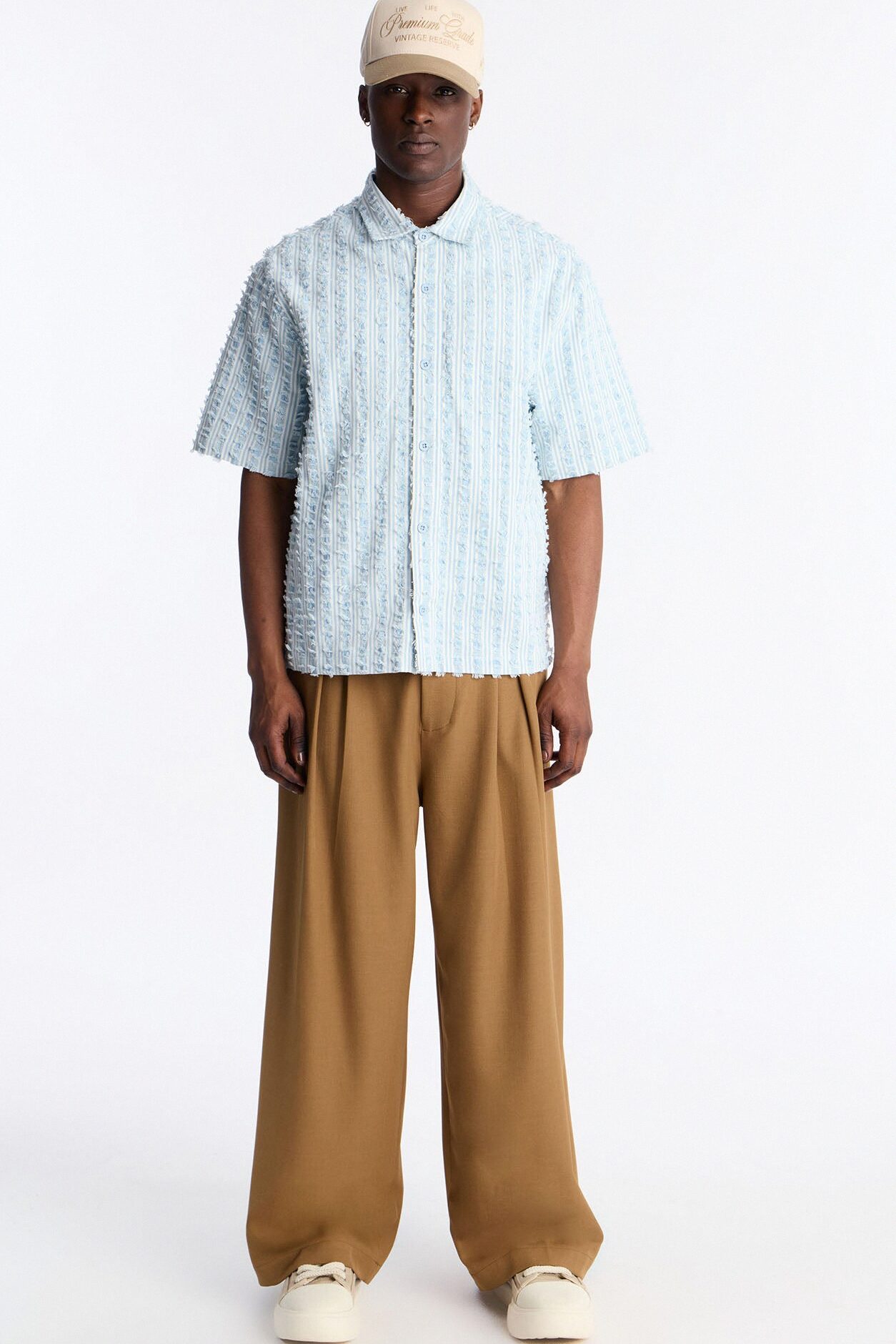 Relaxed Eternal Shell Button Up Shirt - Light Blue
