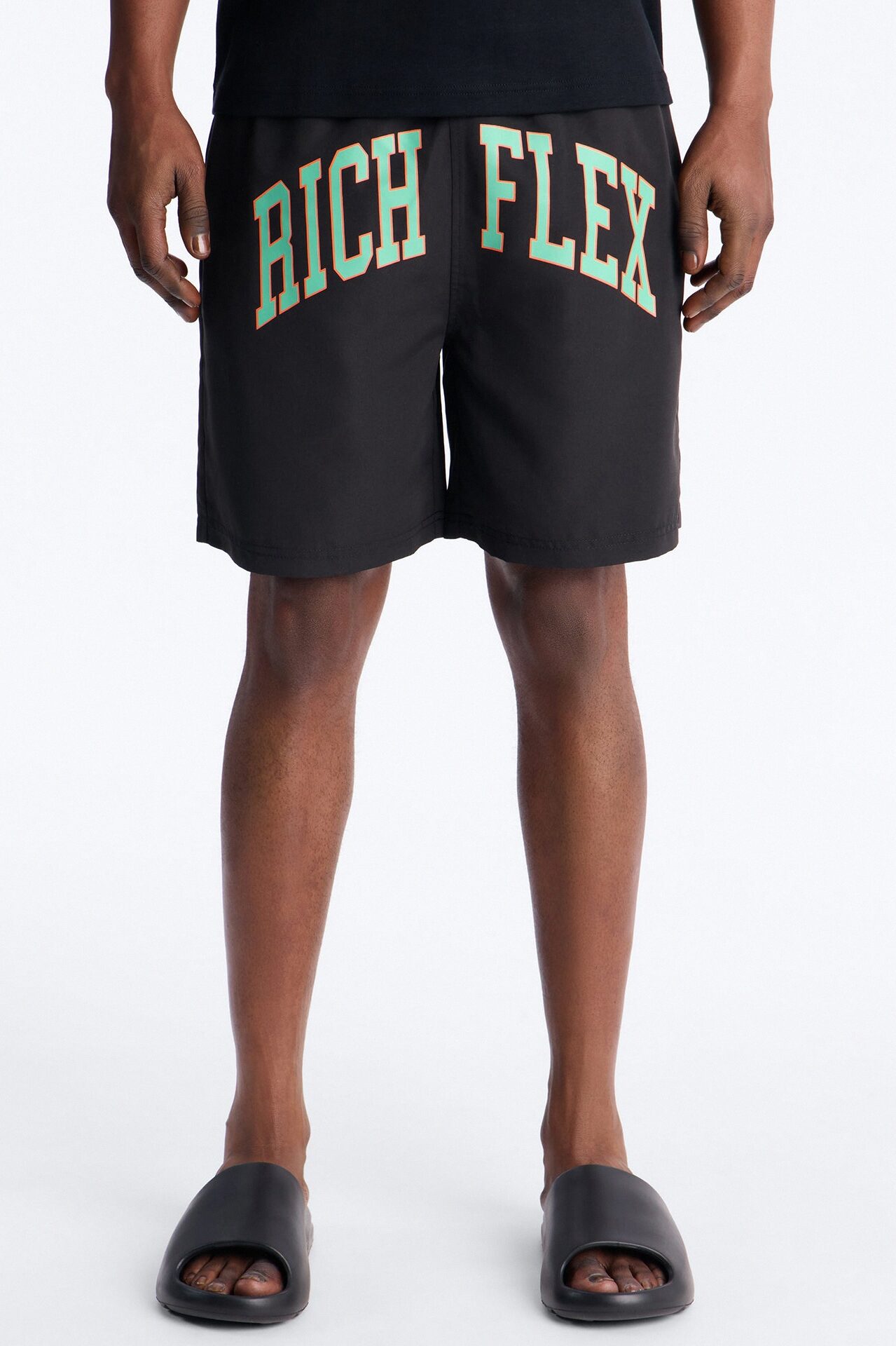 Rich Flex Swim Trunk 7″ - Black/Green