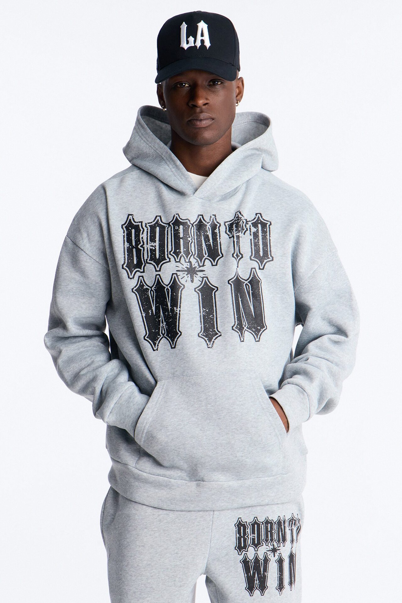 Born To Win Hoodie - Heather Grey
