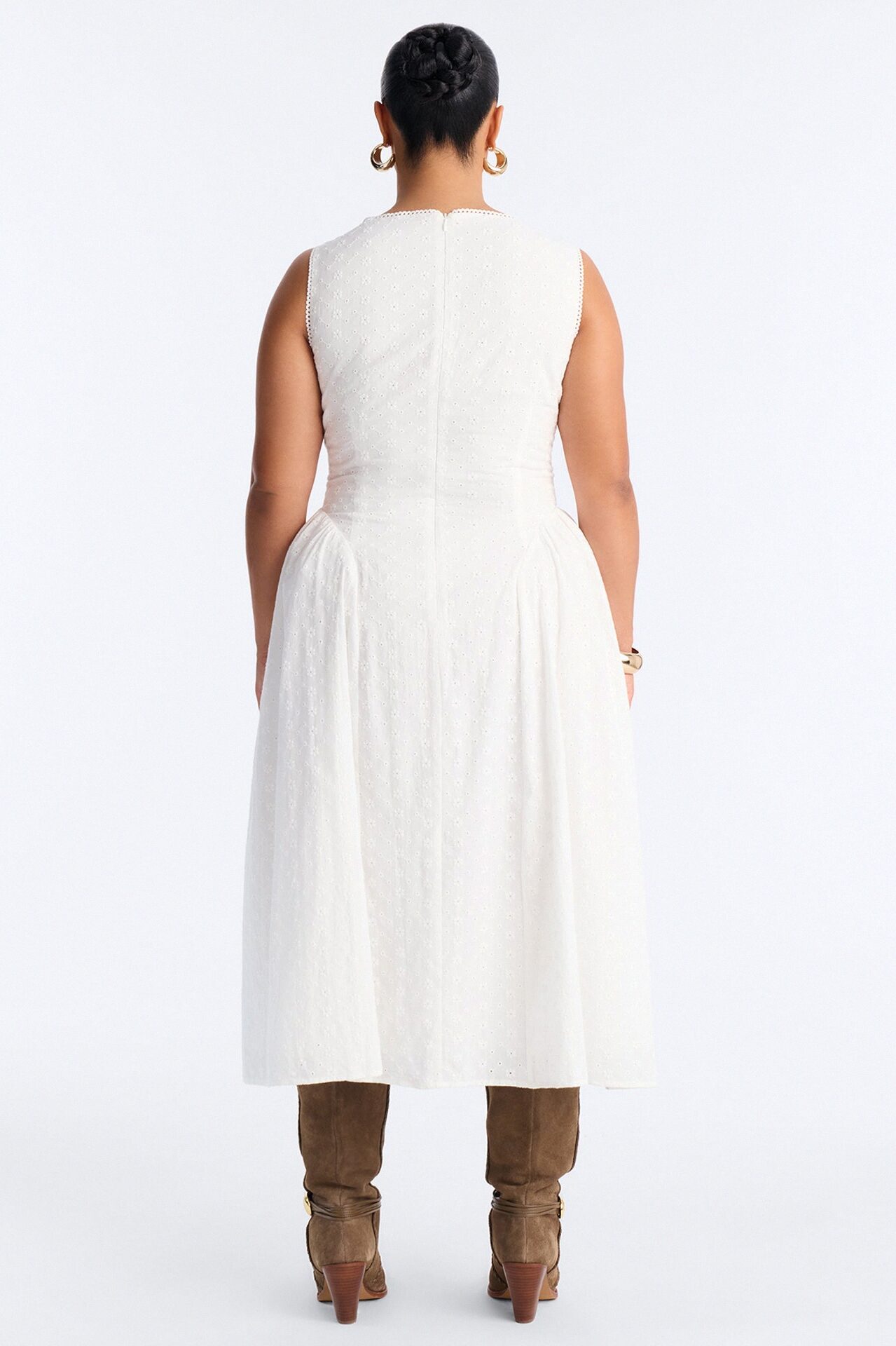 Sweet Pea Eyelet Midi Dress - White