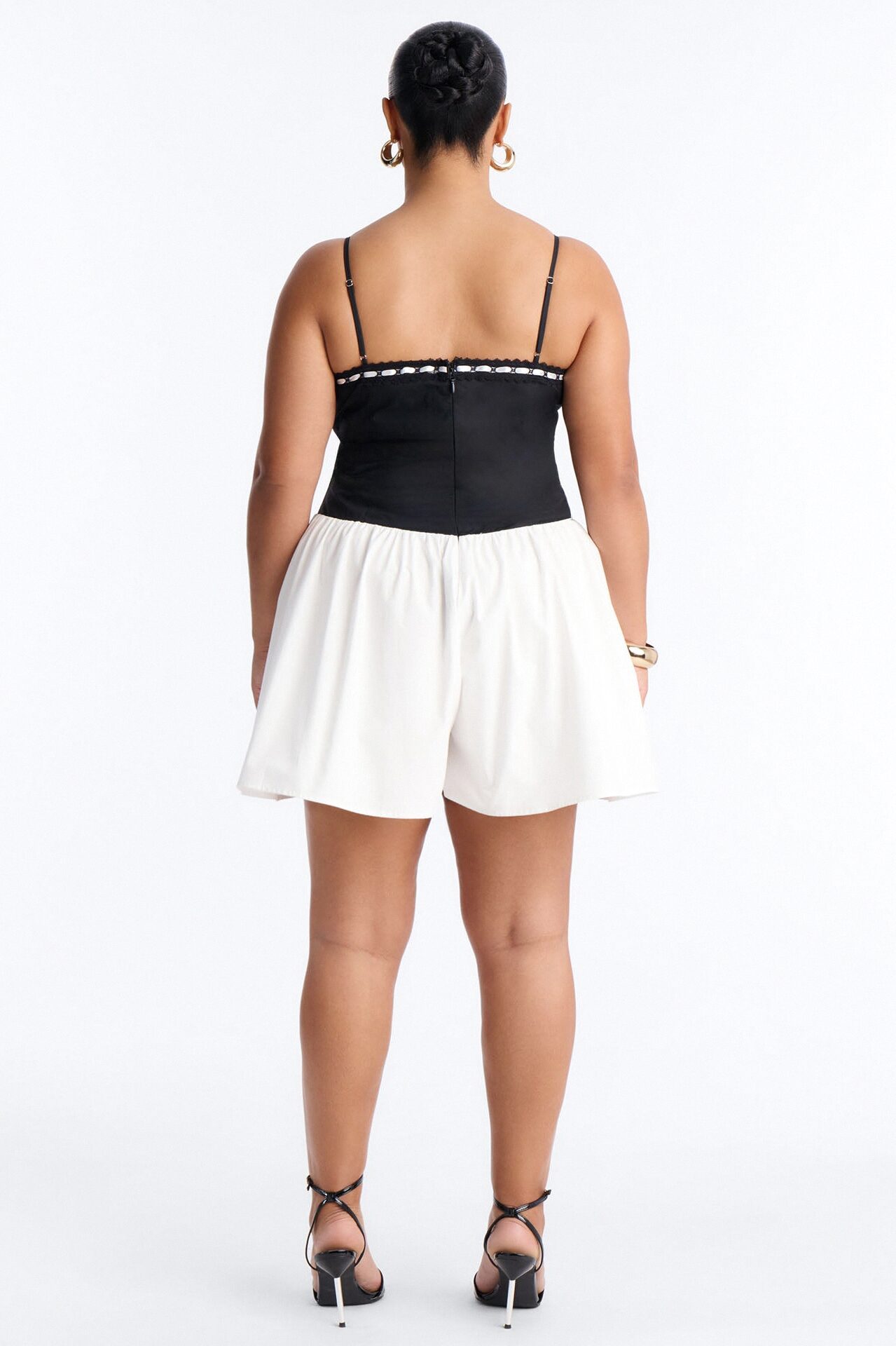 Tea Time Poplin Flowy Romper - Black/White